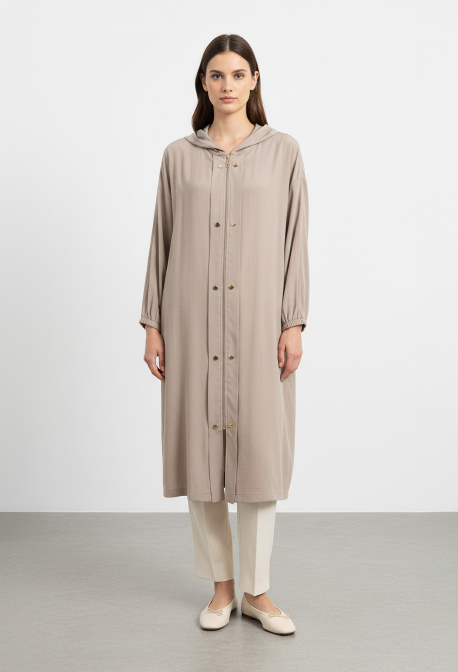 Beige Cardigan Oversized Buttoned Hooded Neck - Brand: Puane - Women & Kids, Baby Clothes Wholesale - TheBS Women