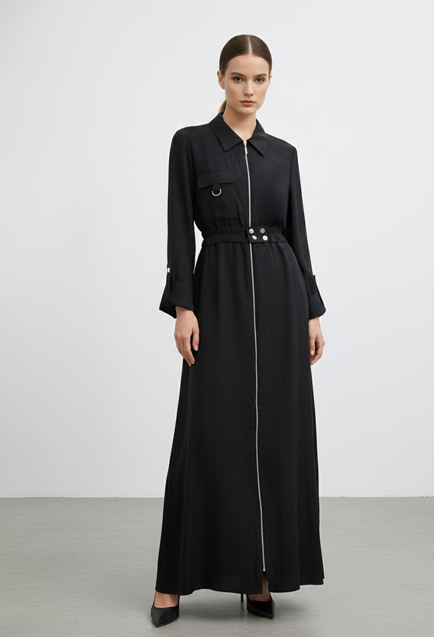 Modest Elegant Shirt Dress With Notched Neck - Brand: Puane - Women & Kids, Baby Clothes Wholesale - TheBS Women