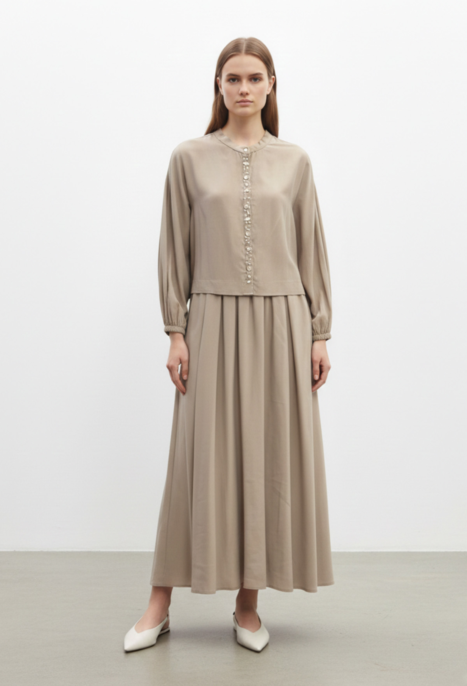 Beige Elegant Modest Set - Brand: Puane - Women & Kids, Baby Clothes Wholesale - TheBS Women