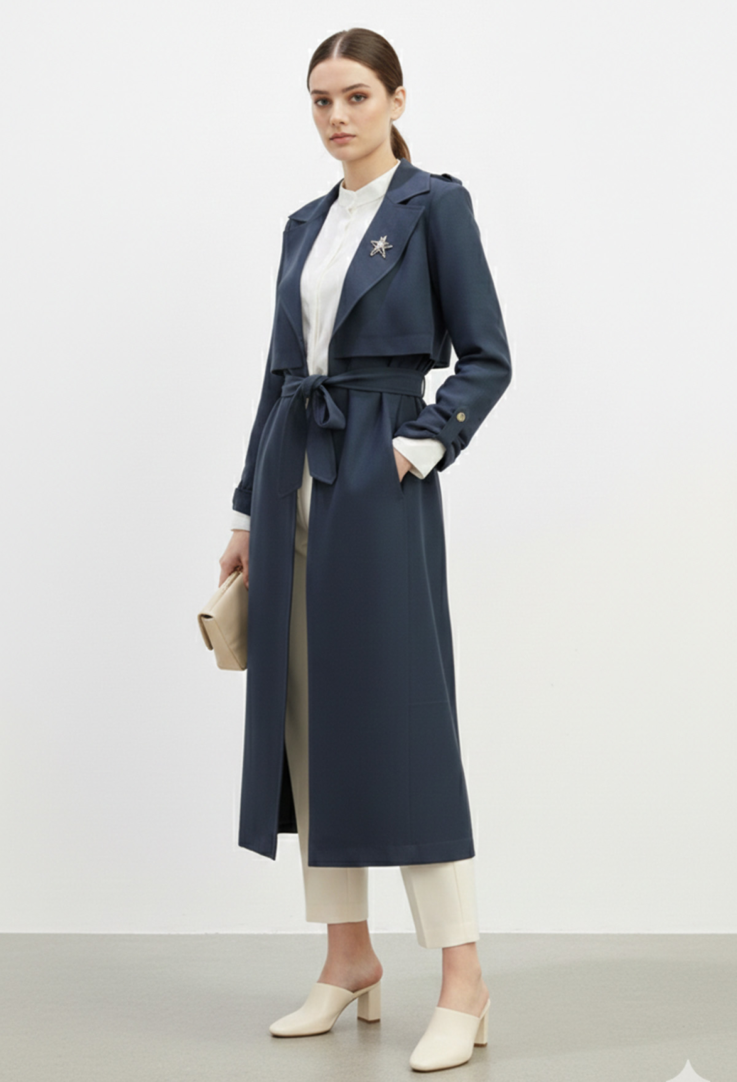 NavyElegant Single-Breasted Trenchcoat - Brand: Puane - Women & Kids, Baby Clothes Wholesale - TheBS Women