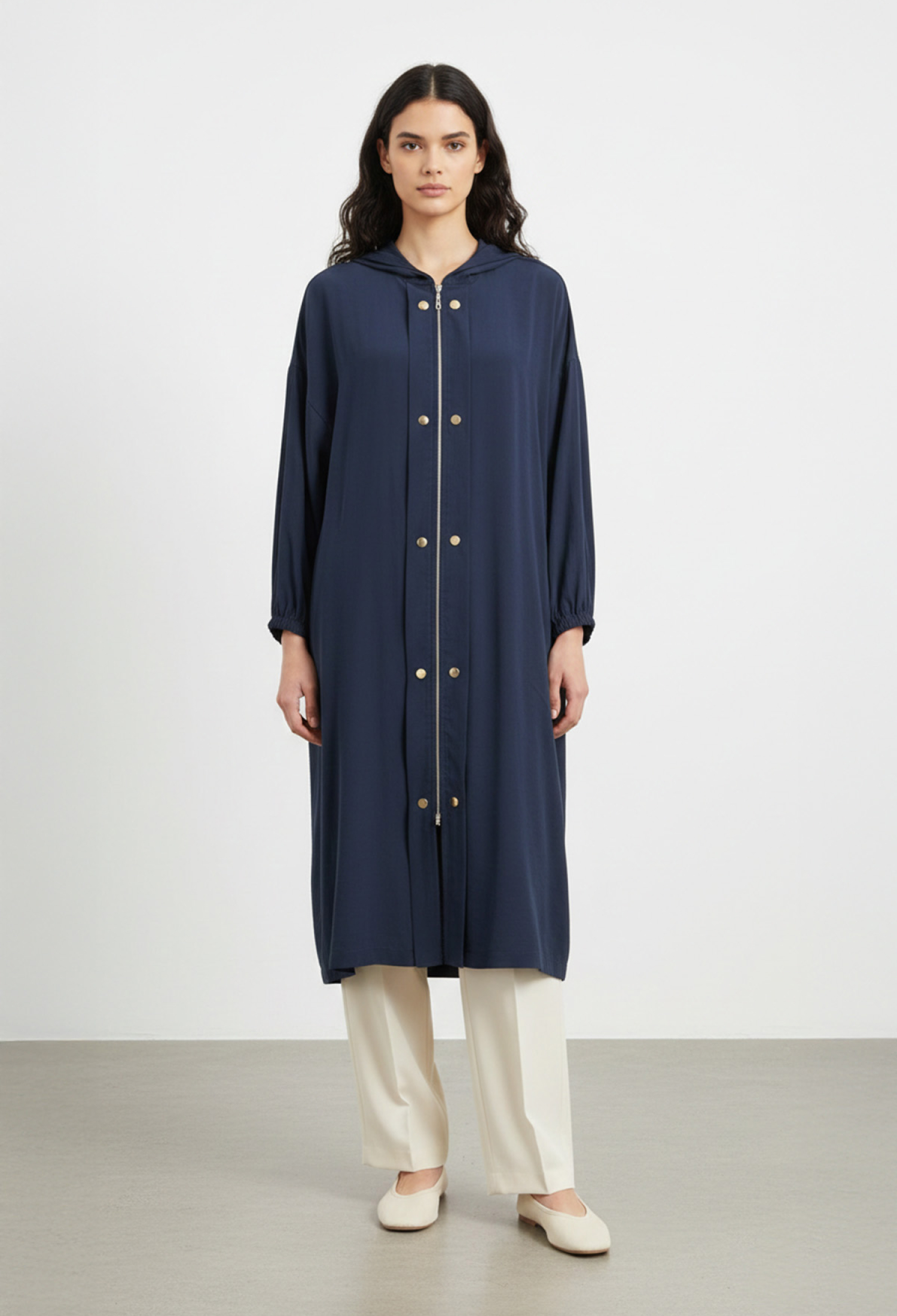 NavyCardigan With Hooded Neck And Zip Closure - Brand: Puane - Women & Kids, Baby Clothes Wholesale - TheBS Women