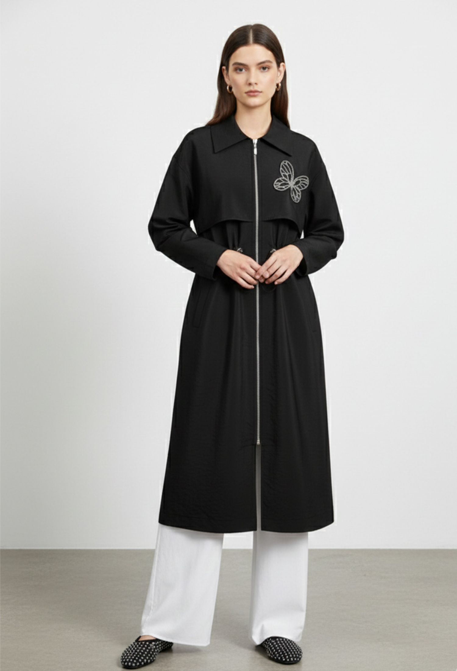 Car Coat With Point Collar And Zip Up Closure - Brand: Puane - Women & Kids, Baby Clothes Wholesale - TheBS Women