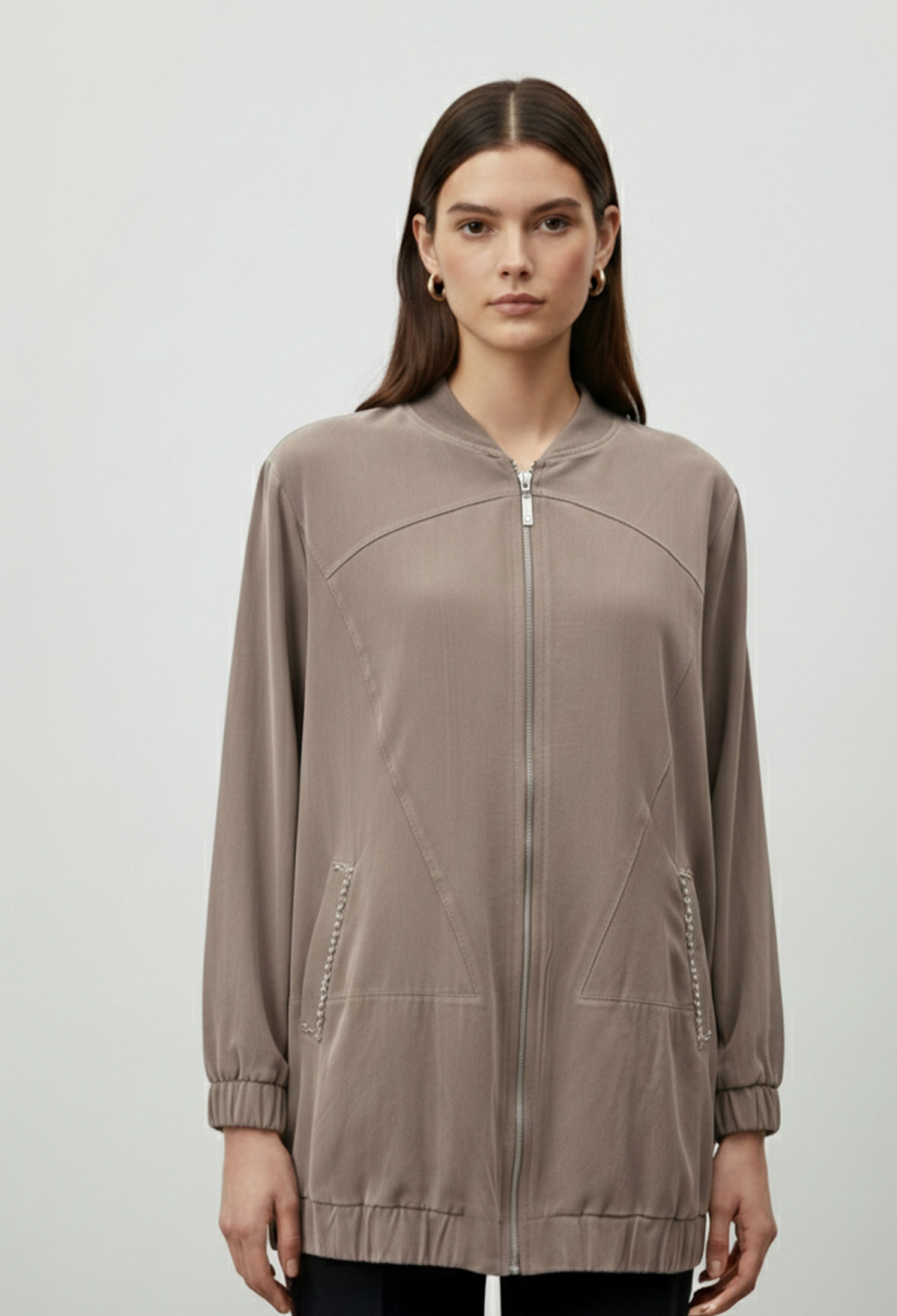 Bomber Jacket Oversized Fit With Band Collar - Brand: Puane - Women & Kids, Baby Clothes Wholesale - TheBS Women