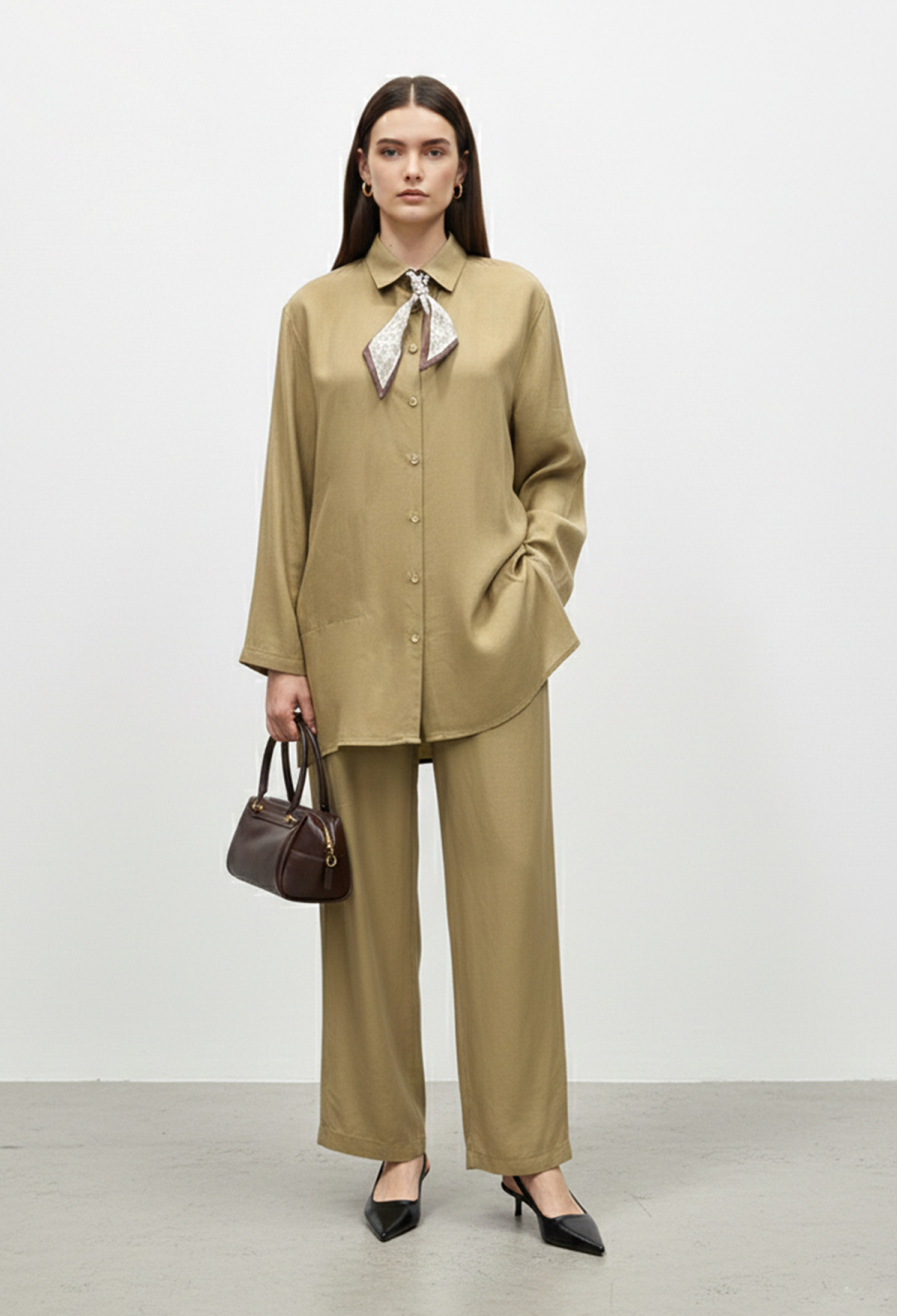 Khaki Elegant Formal Set With Palazzo Pants - Brand: Puane - Women & Kids, Baby Clothes Wholesale - TheBS Women