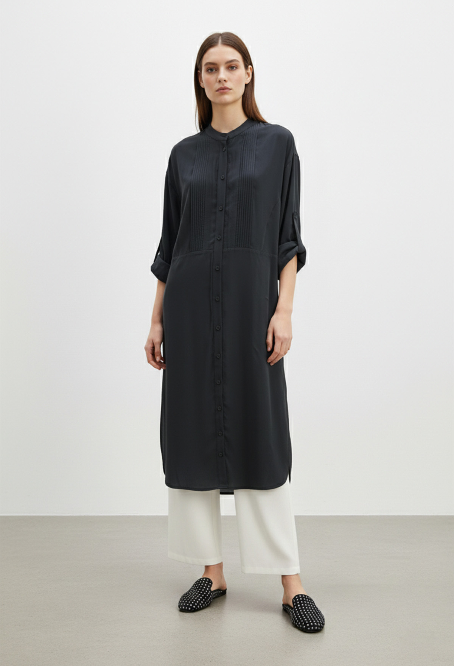 Grandad Neck Tunic With Buttoned Closure - Brand: Puane - Women & Kids, Baby Clothes Wholesale - TheBS Women