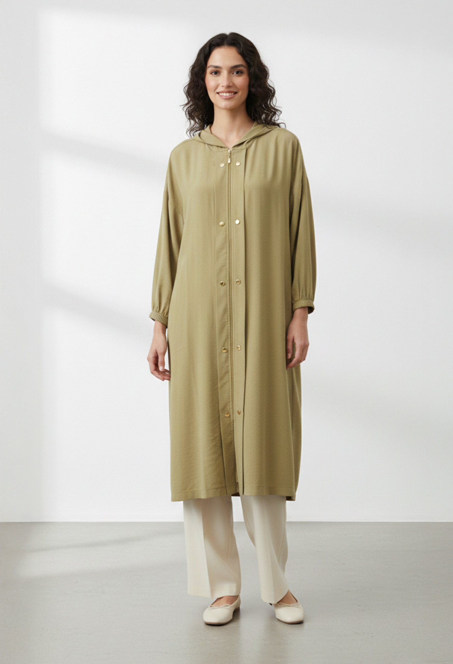 Khaki Cardigan Oversized Long Snap Closure - Brand: Puane - Women & Kids, Baby Clothes Wholesale - TheBS Women