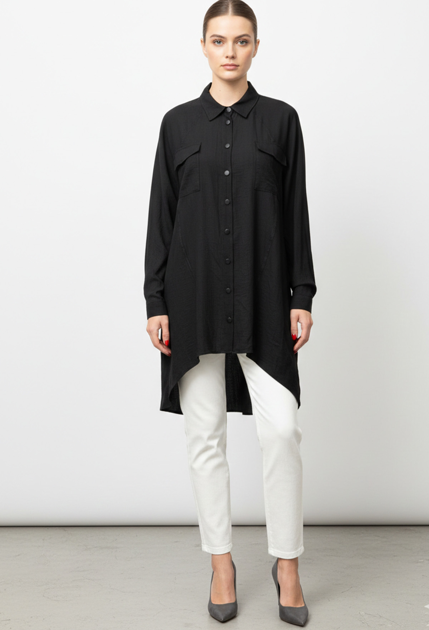 Oversized Polo Neck Long Sleeve Shirt - Brand: Puane - Women & Kids, Baby Clothes Wholesale - TheBS Women