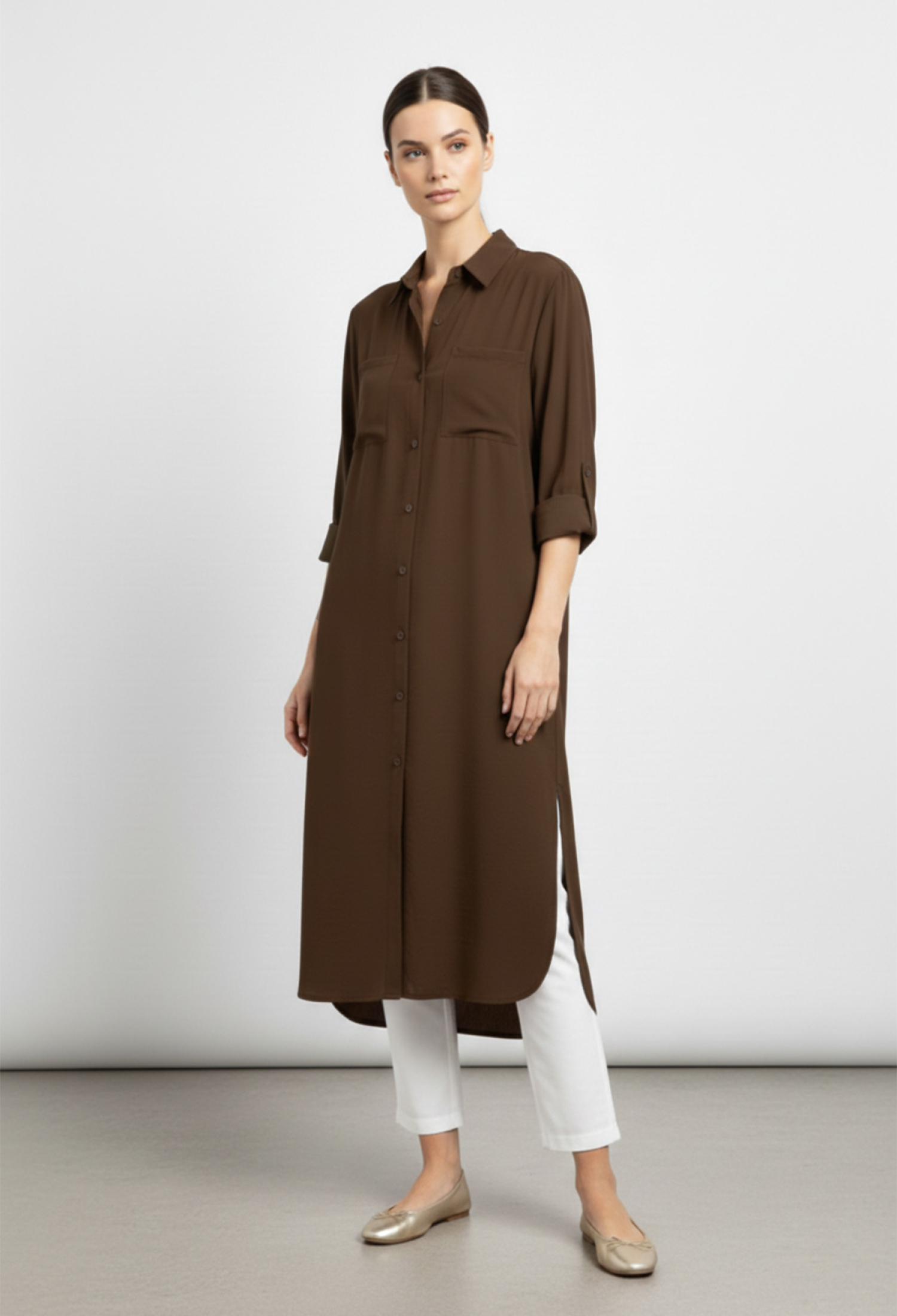 Polo Neck Tunic With 3/4 Buttoned Sleeves - Brand: Puane - Women & Kids, Baby Clothes Wholesale - TheBS Women