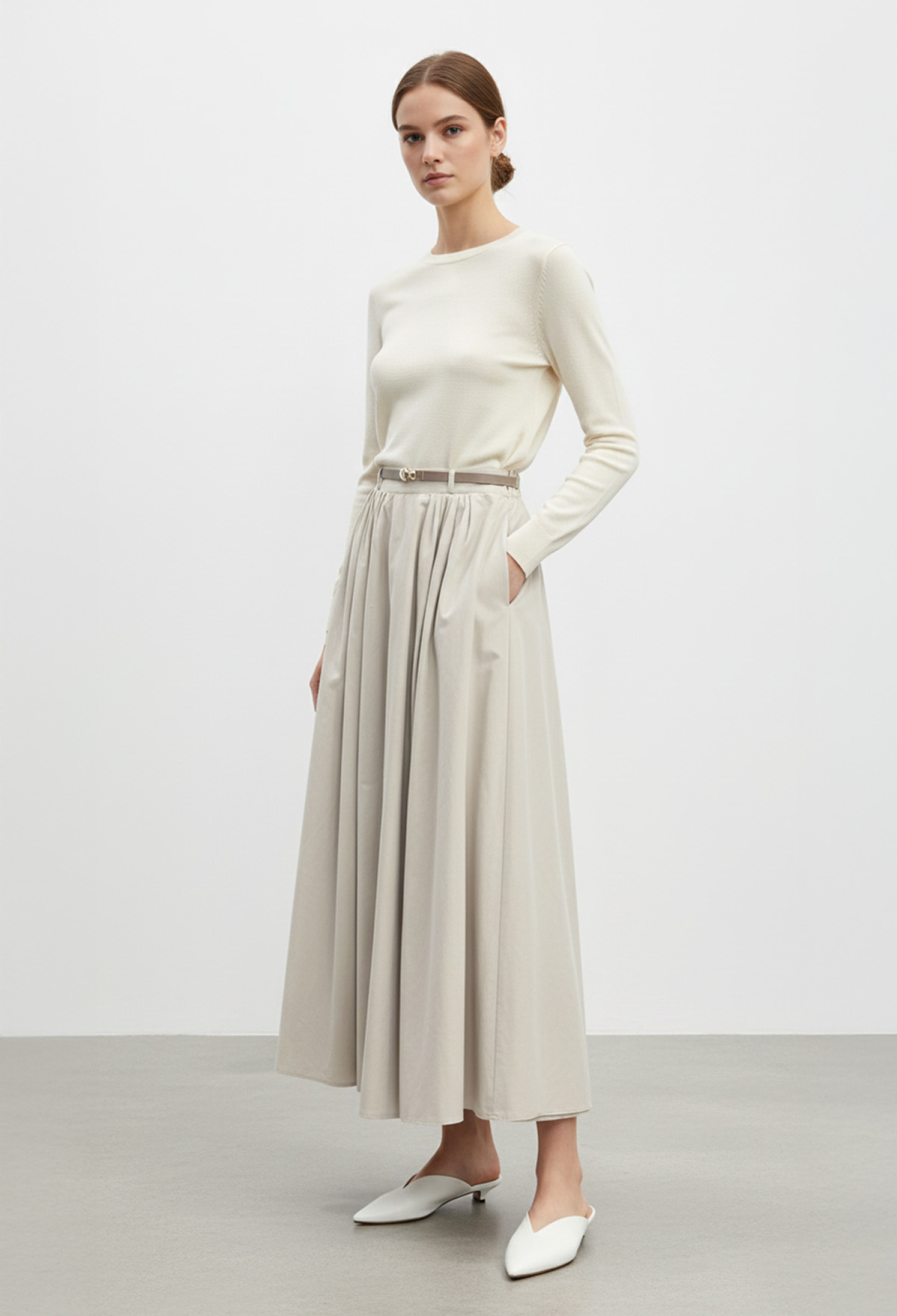 Beige Layered Maxi Skirt With Buttoned Closure - Brand: SOUL - Women & Kids, Baby Clothes Wholesale - TheBS Women