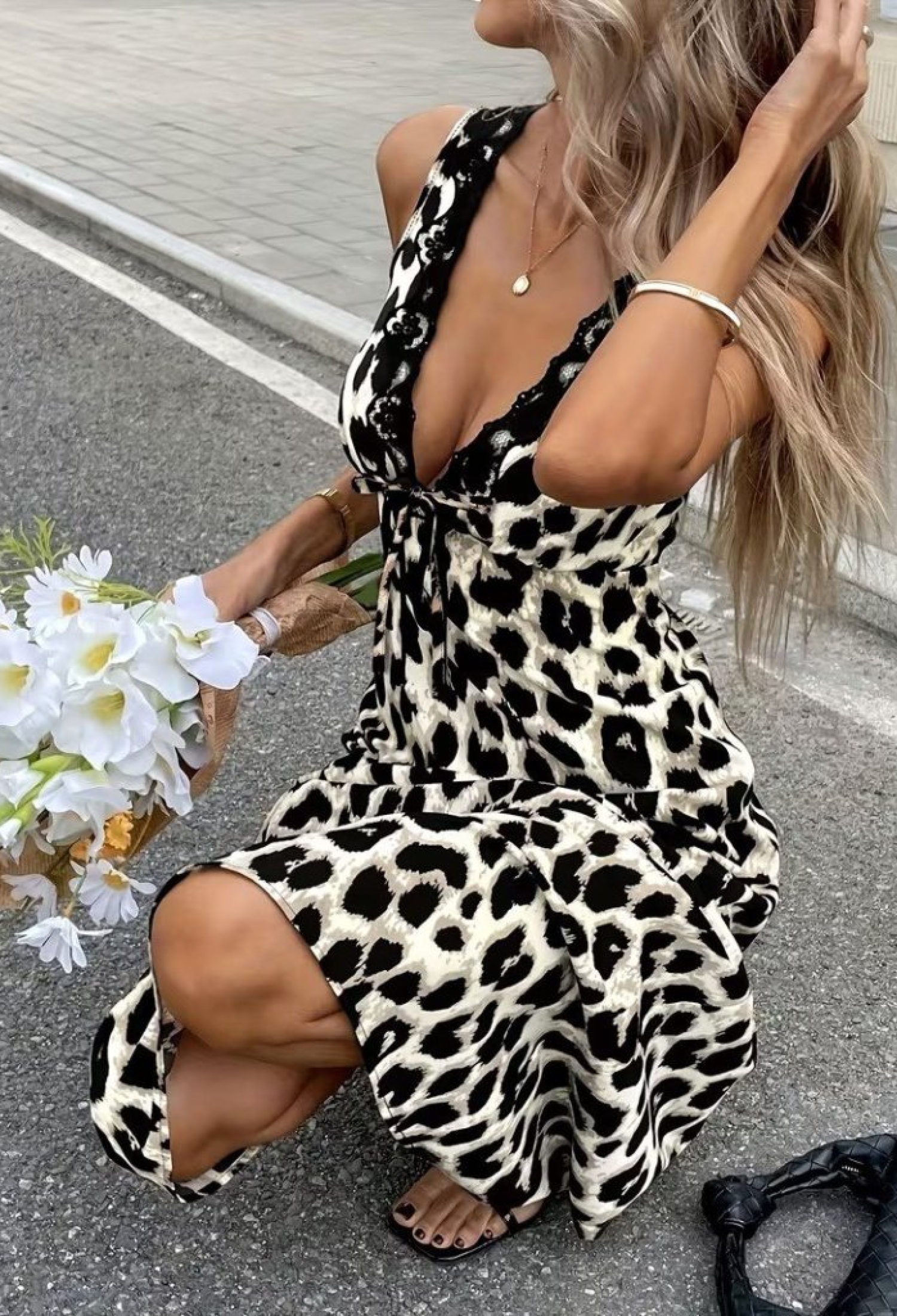 Black Sexy Slip Dress With Animal Print - Brand: Janes - Women & Kids, Baby Clothes Wholesale - TheBS Women