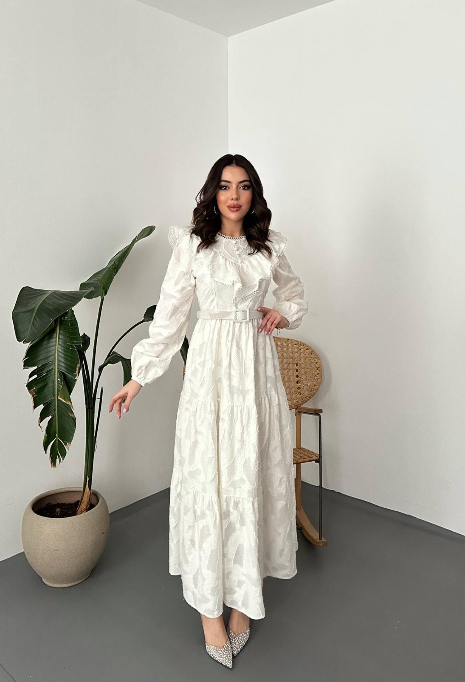 White Elegant Fit And Flare Dress - Brand: Elisa - Women & Kids, Baby Clothes Wholesale - TheBS Women