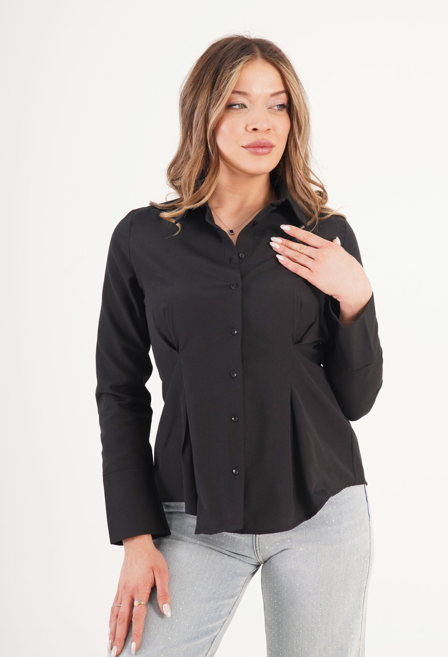 Formal Elegant Shirt With Shawl Collar - Brand: Lustrin - Women & Kids, Baby Clothes Wholesale - TheBS Women