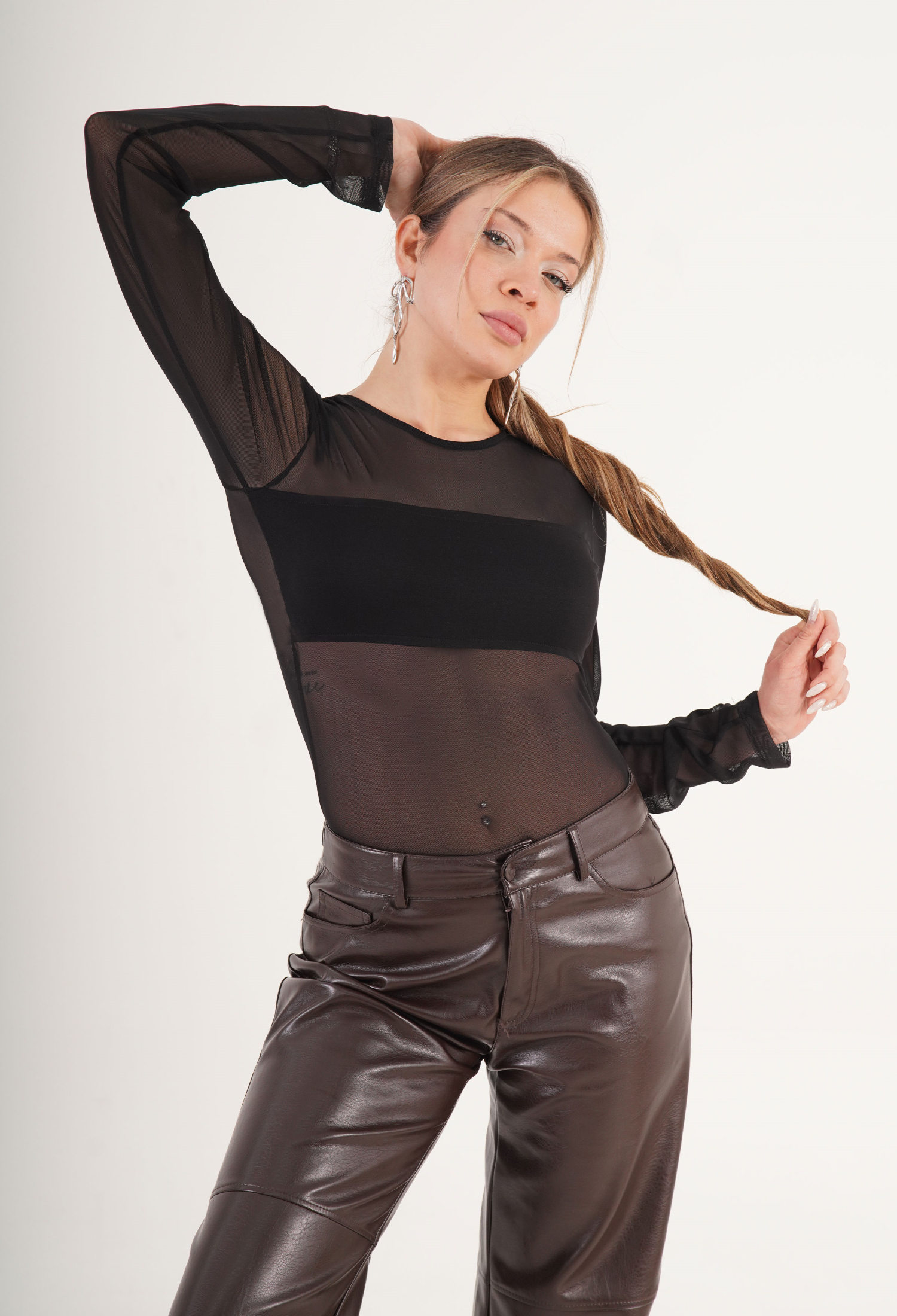 Black Sexy Casual Elegant Fitted Bodysuit - Brand: Lustrin - Women & Kids, Baby Clothes Wholesale - TheBS Women