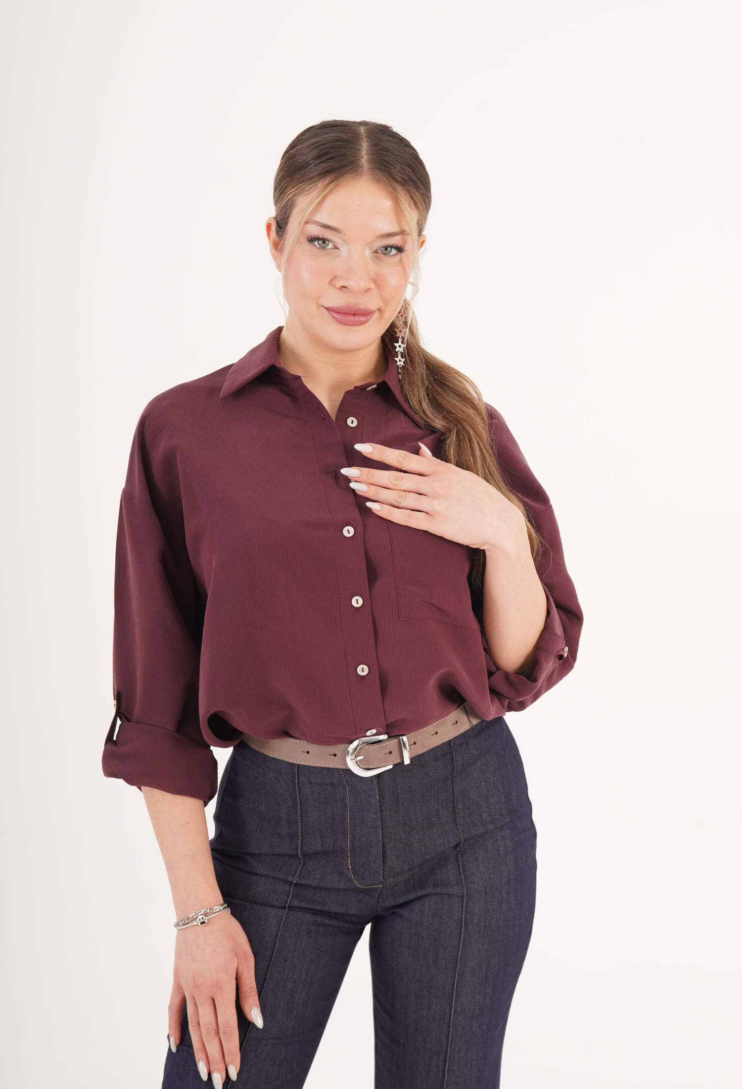 Shirt With Shawl CollarRegular FitButtoned - Brand: Lustrin - Women & Kids, Baby Clothes Wholesale - TheBS Women