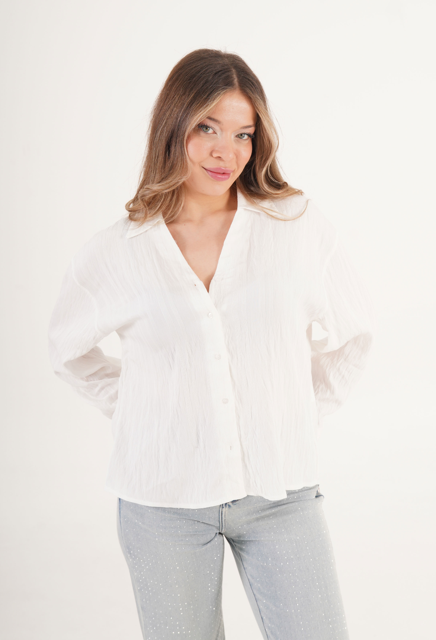 V-Neck Casual Elegant Formal Shirt - Brand: Lustrin - Women & Kids, Baby Clothes Wholesale - TheBS Women