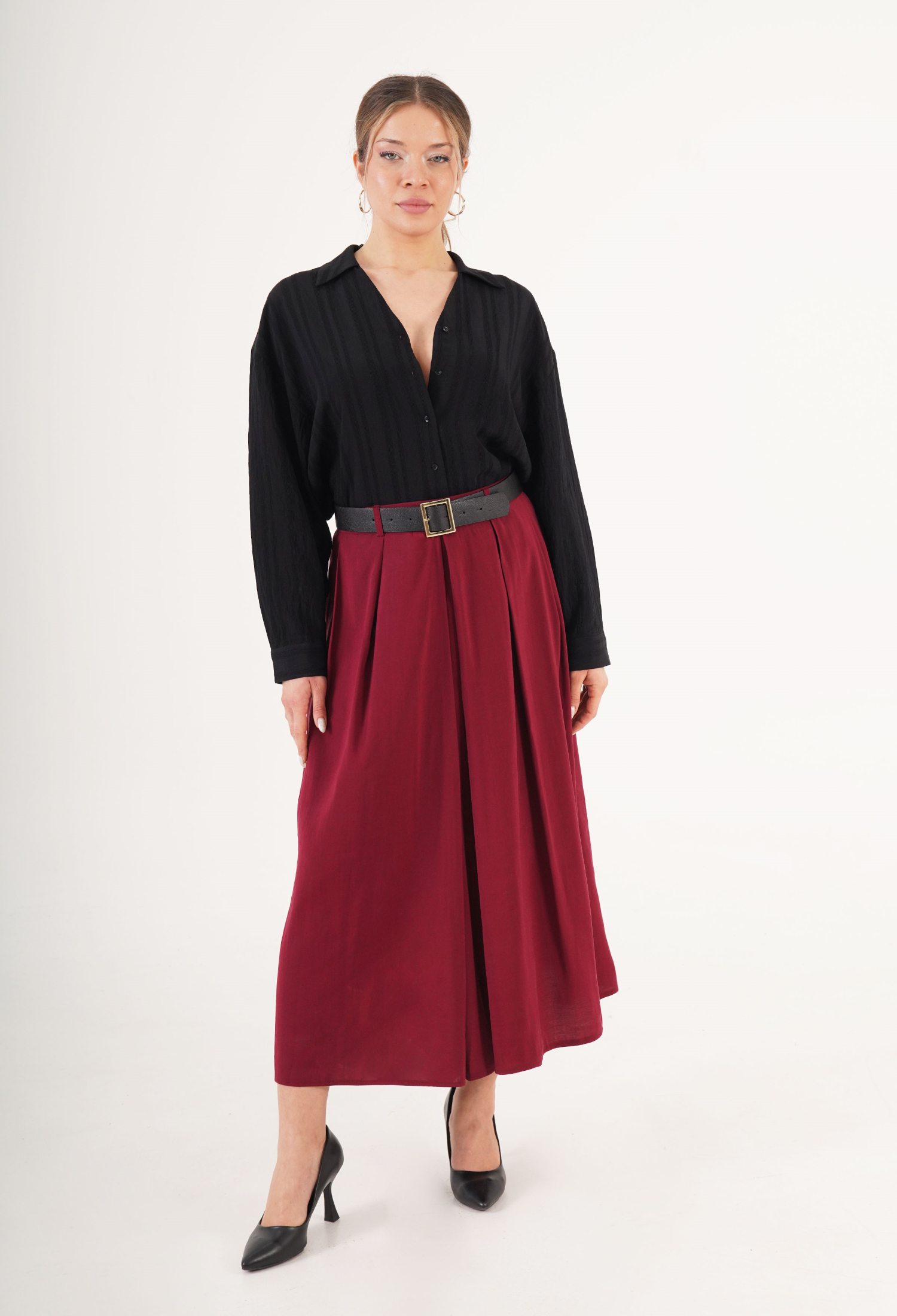 Elegant Pleated Midi Skirt - Brand: Lustrin - Women & Kids, Baby Clothes Wholesale - TheBS Women