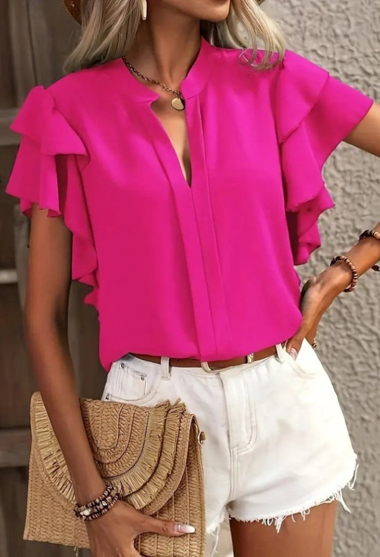 Fuchsia Casual Sexy Elegant Blouse - Brand: Janes - Women & Kids, Baby Clothes Wholesale - TheBS Women
