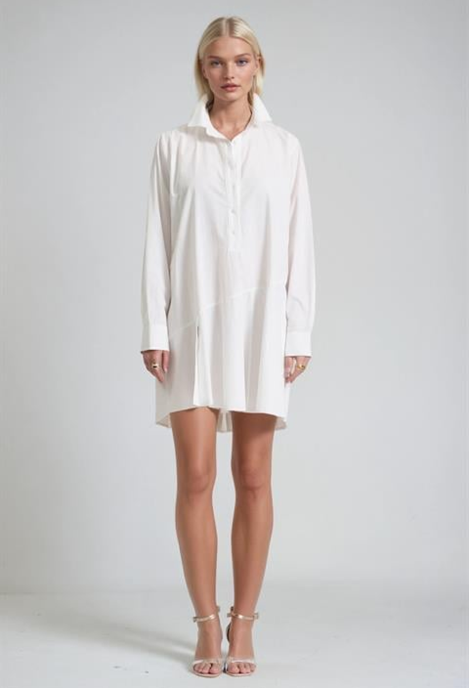 White Mini Shirt Dress With Notched Neck - Brand: Sobe Istanbul - Women & Kids, Baby Clothes Wholesale - TheBS Women