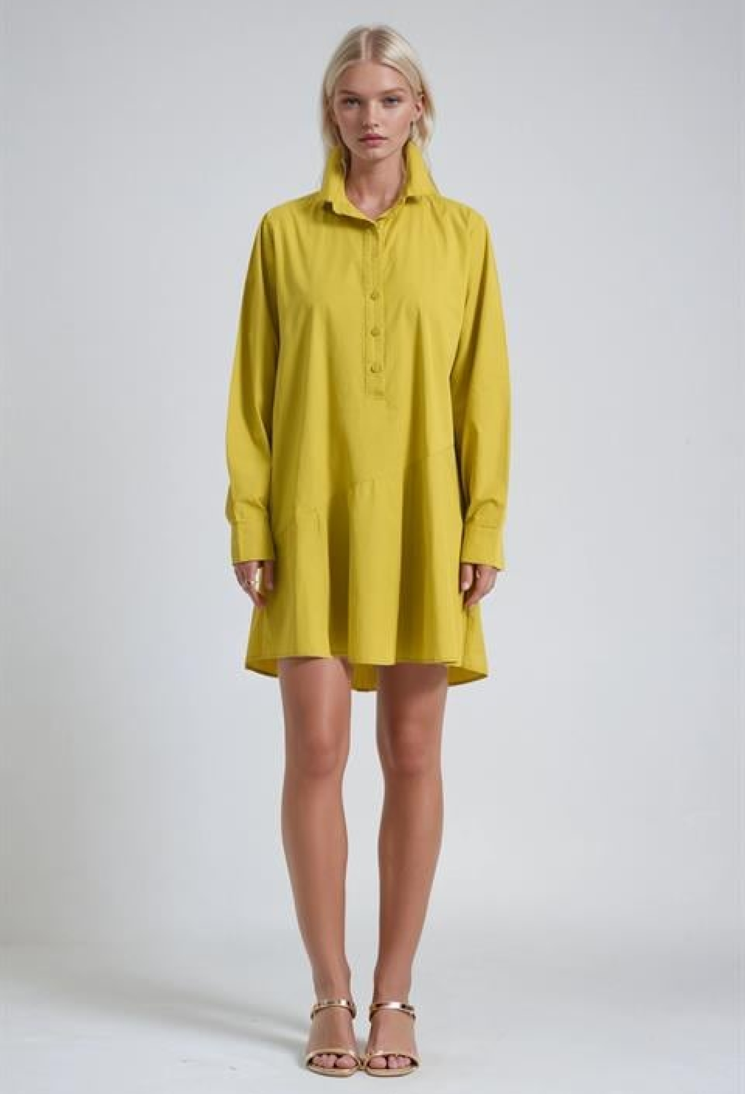 Yellow Casual Modest Elegant Formal Shirt Dress - Brand: Sobe Istanbul - Women & Kids, Baby Clothes Wholesale - TheBS Women