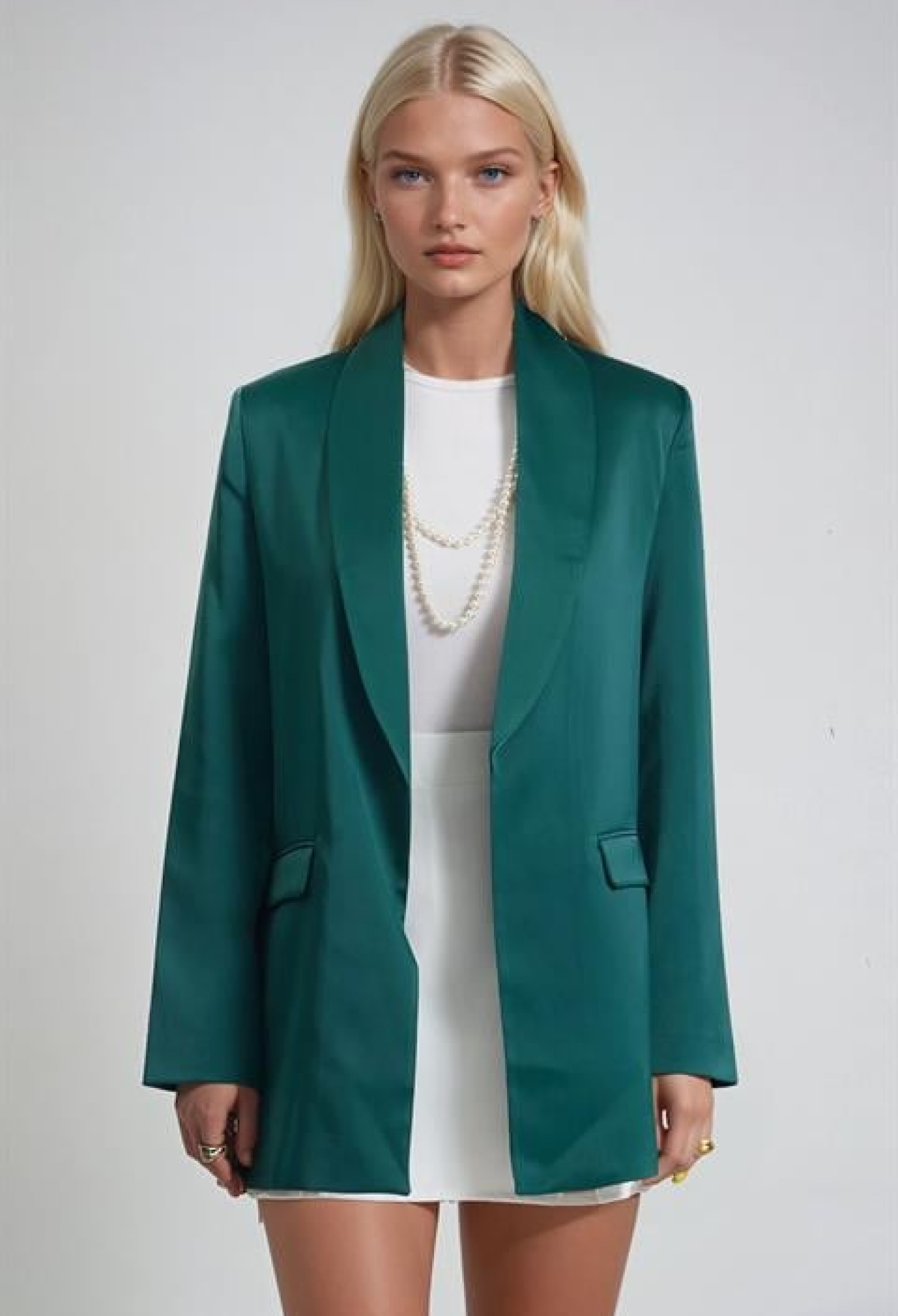 Green Elegant Single-Breasted Blazer Jacket - Brand: Sobe Istanbul - Women & Kids, Baby Clothes Wholesale - TheBS Women