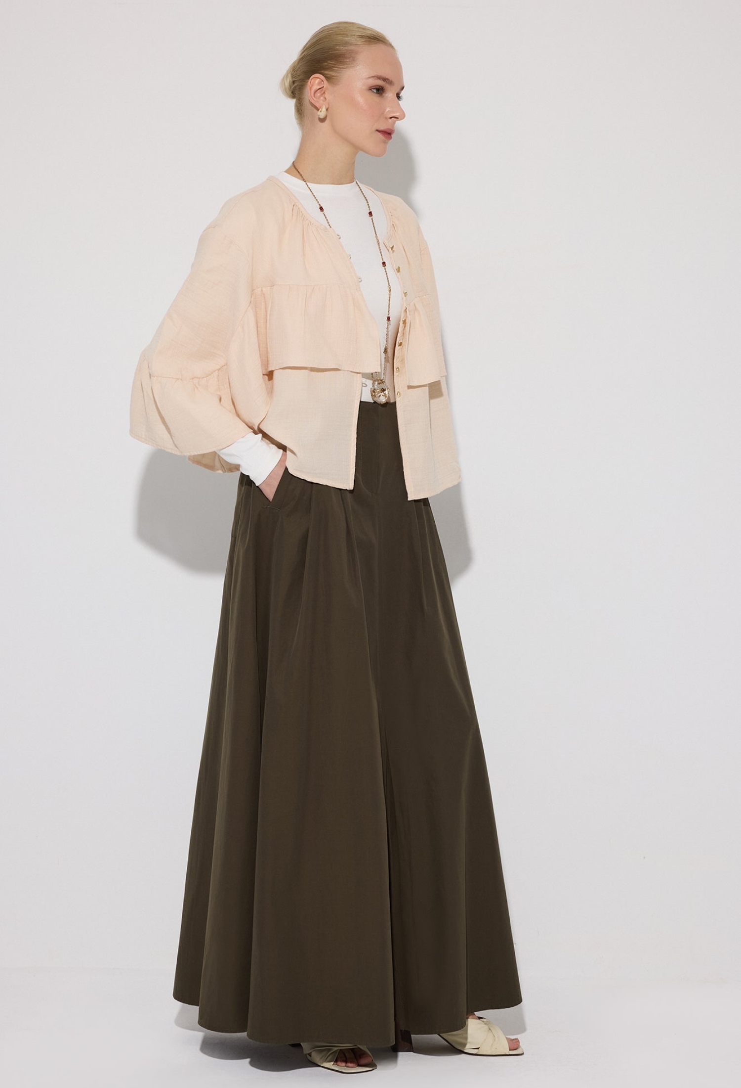 Beige Boho Shirt With Bell Sleeves - Brand: Touche Prive - Women & Kids, Baby Clothes Wholesale - TheBS Women