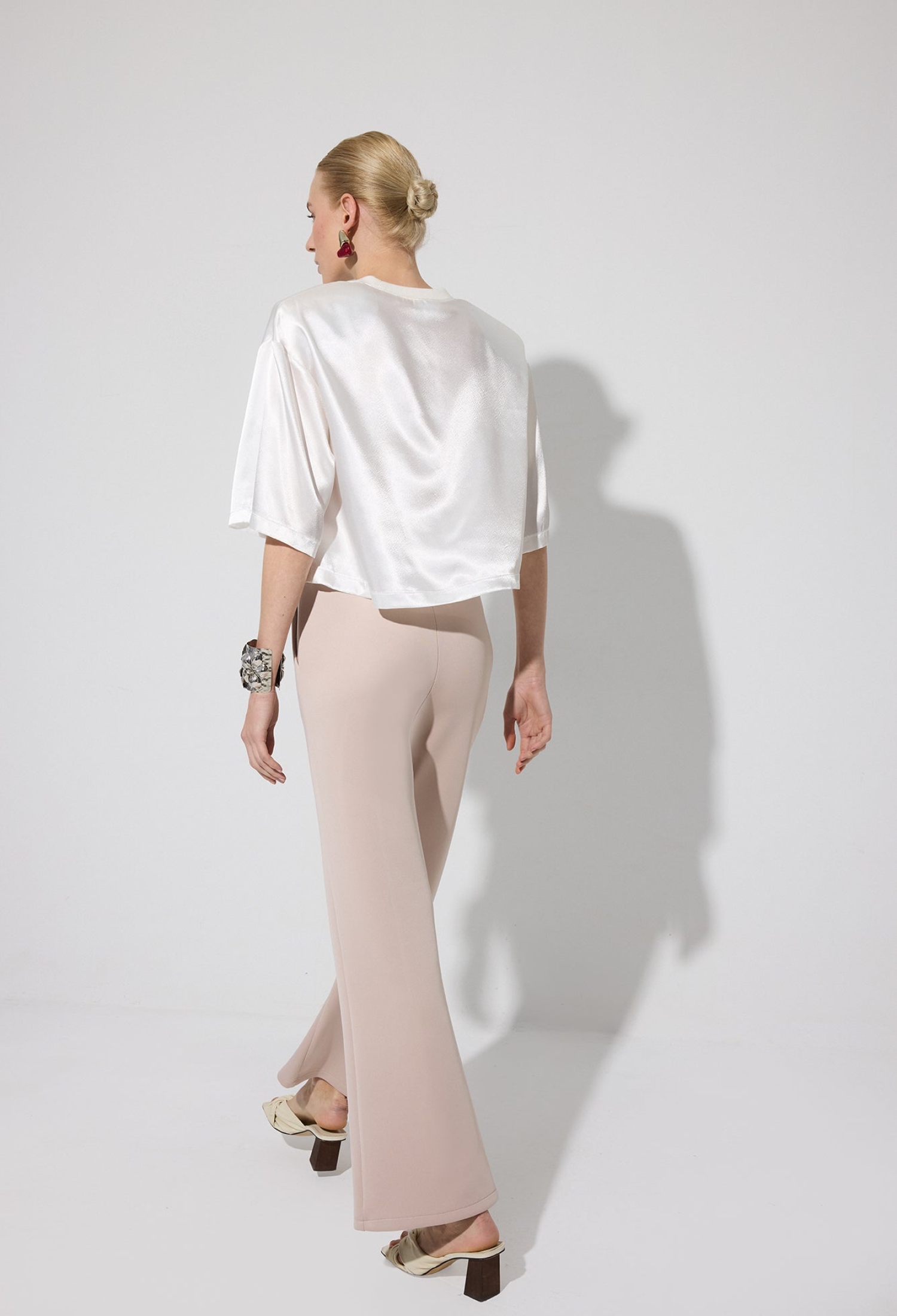 Beige Elegant Bootcut Pants With Flare Leg - Brand: Touche Prive - Women & Kids, Baby Clothes Wholesale - TheBS Women