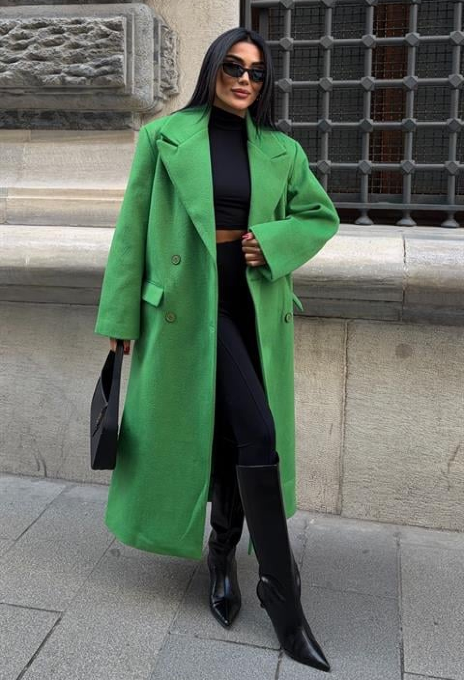 Green Elegant Single-Breasted Coat - Brand: Sobe Istanbul - Women & Kids, Baby Clothes Wholesale - TheBS Women