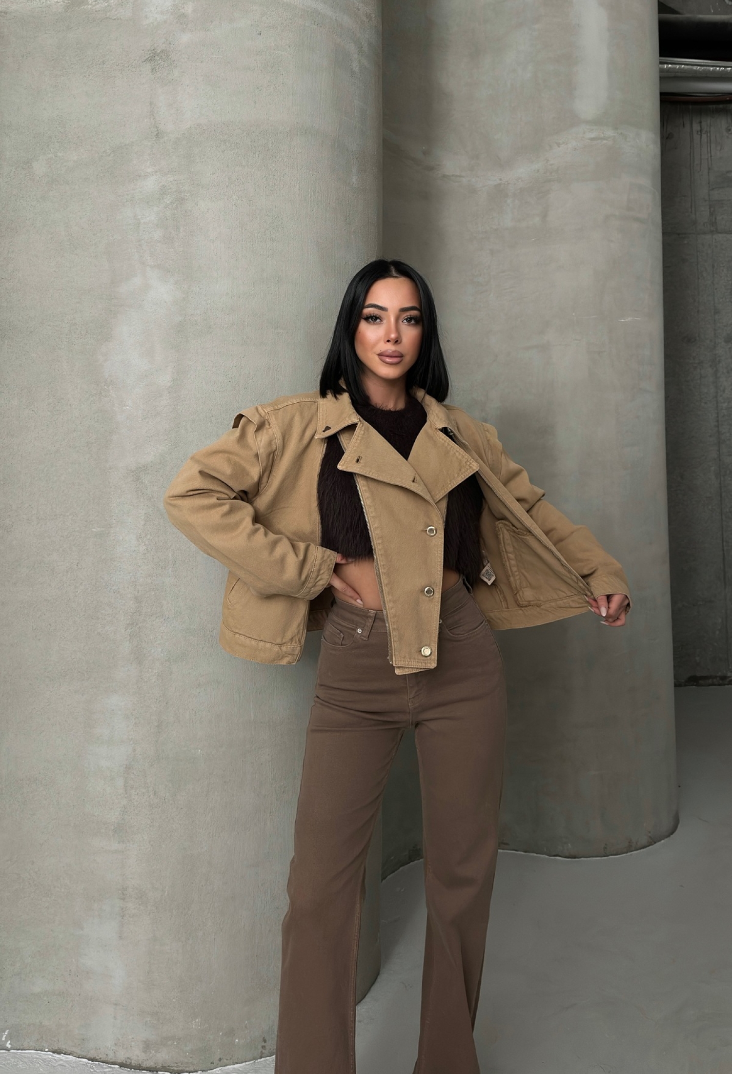 Khaki Double-Breasted Blazer Jacket - Brand: XLove - Women & Kids, Baby Clothes Wholesale - TheBS Women