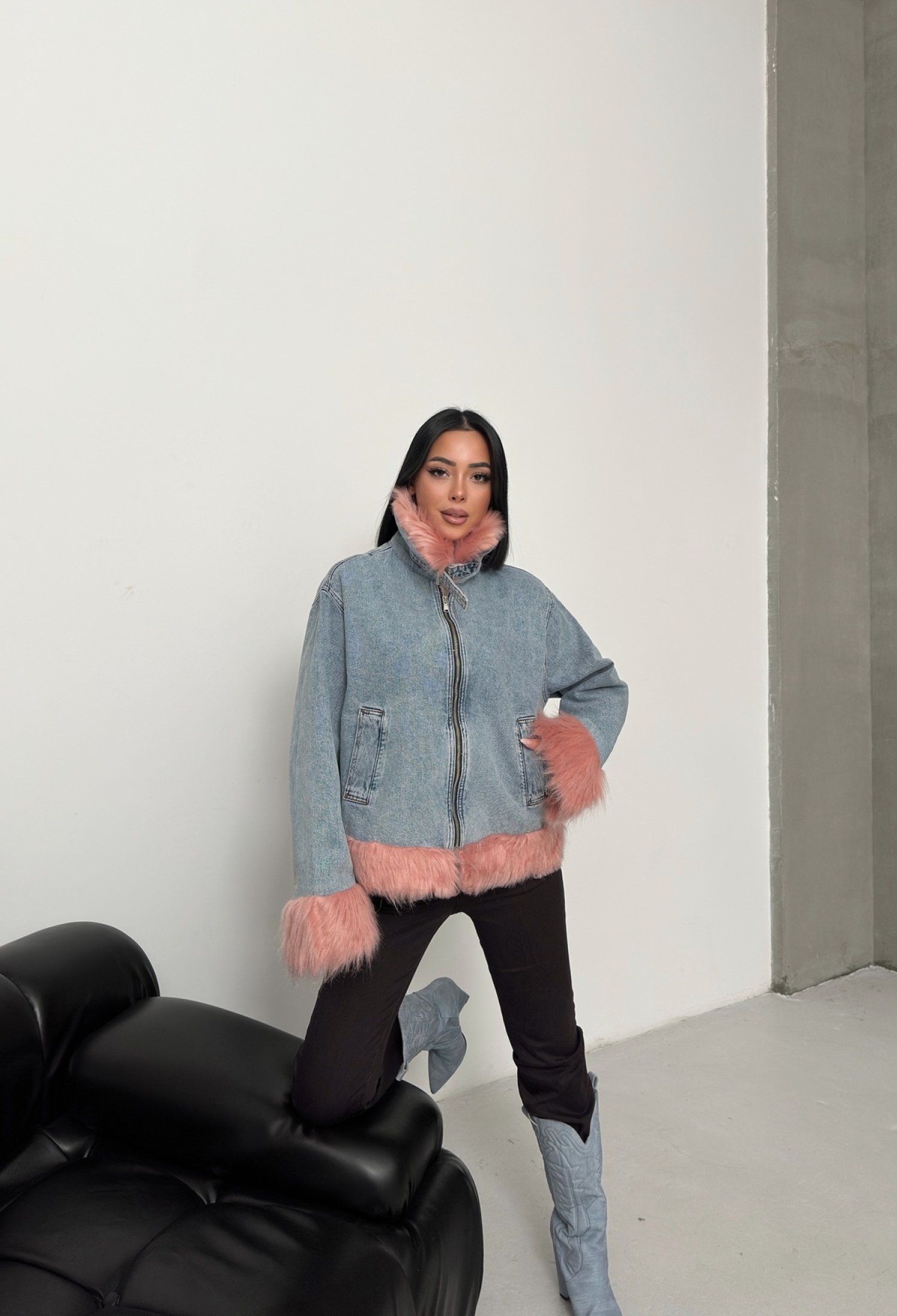 Blue Bomber Jacket Oversized Fit Casual Zip Up - Brand: XLove - Women & Kids, Baby Clothes Wholesale - TheBS Women