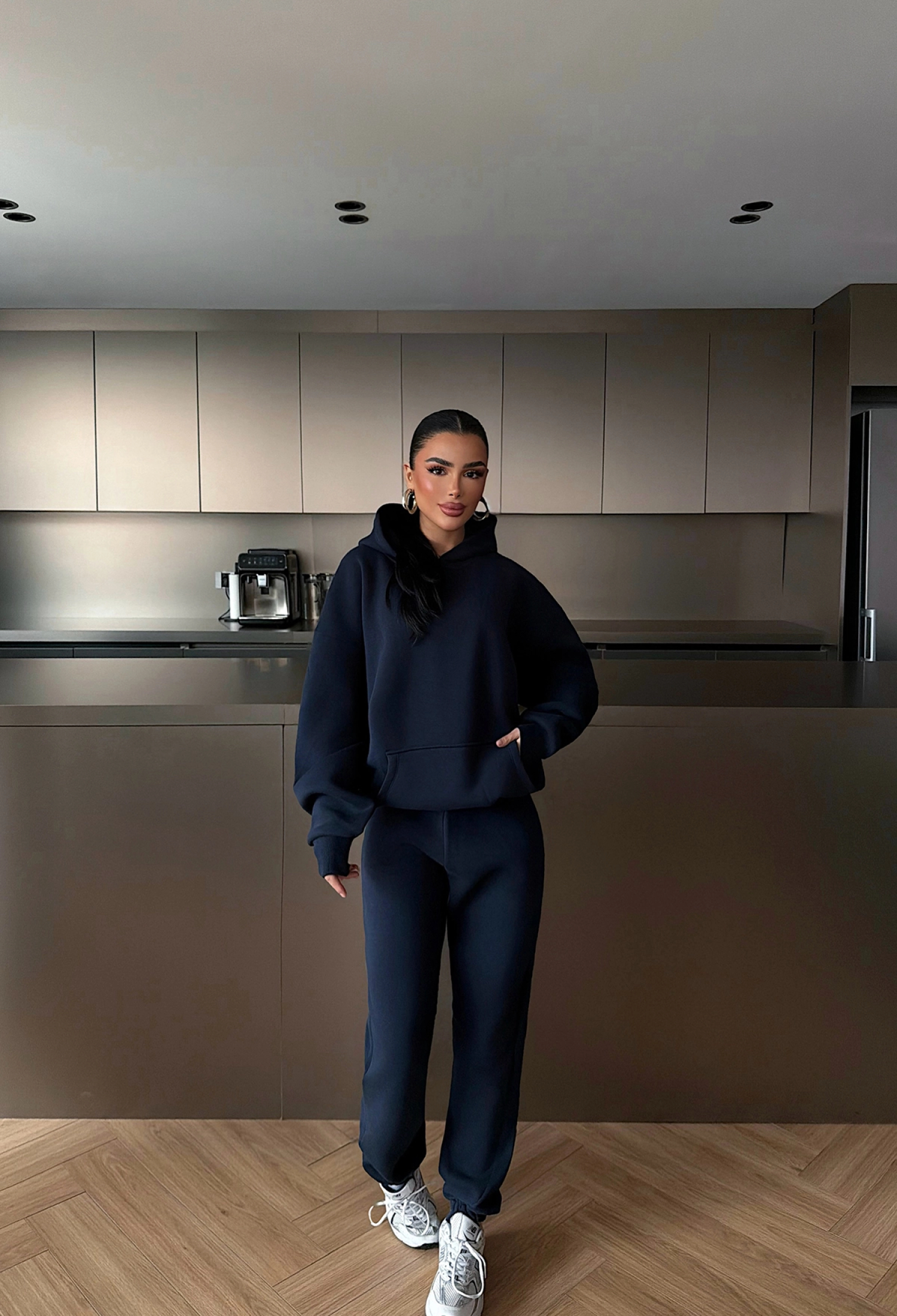 NavyOversized Jogger Set With Hooded Neck - Brand: EYYO ATELIER - Women & Kids, Baby Clothes Wholesale - TheBS Women