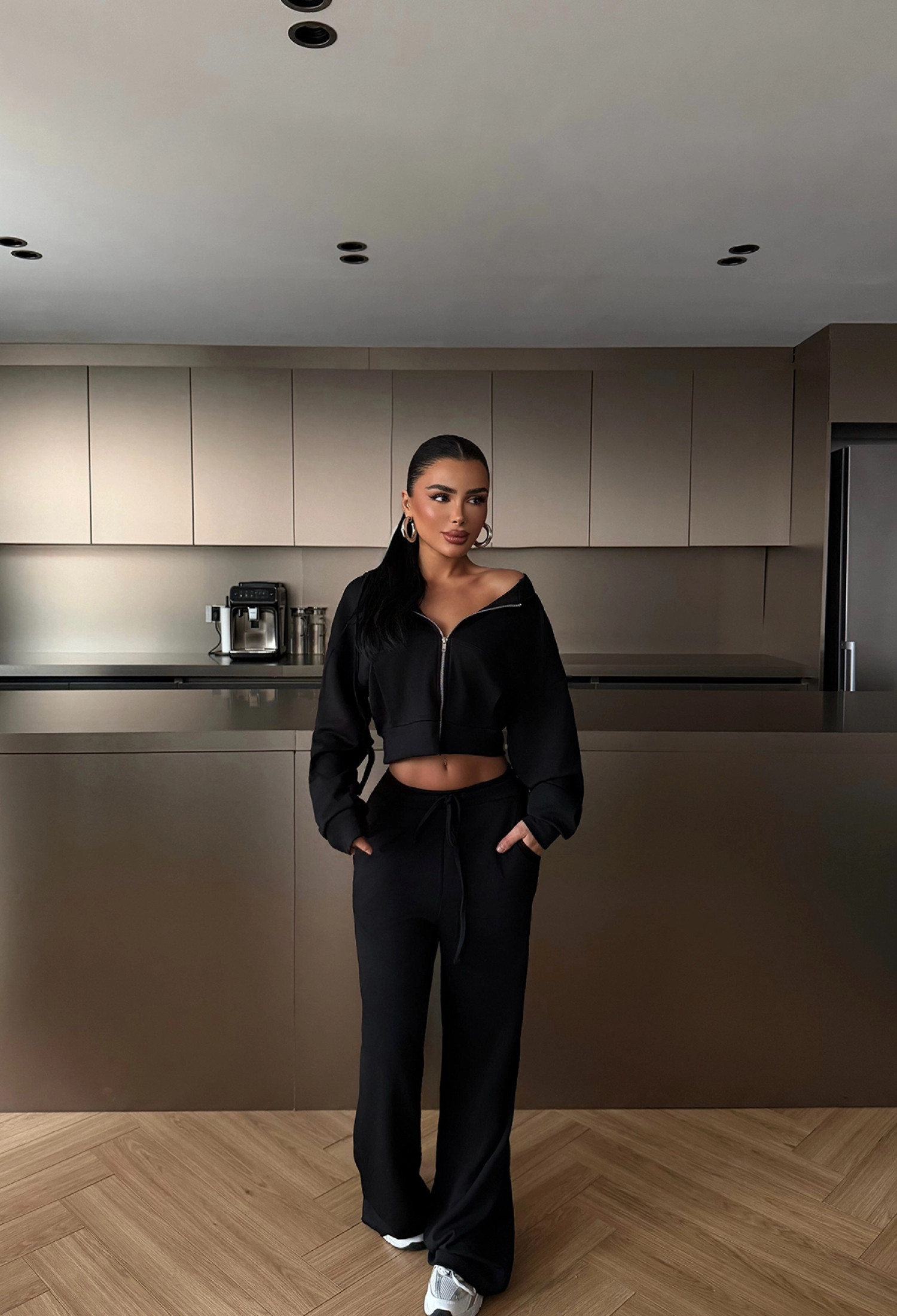 Tracksuit With Hooded Neck And Wide Leg Joggers - Brand: EYYO ATELIER - Women & Kids, Baby Clothes Wholesale - TheBS Women