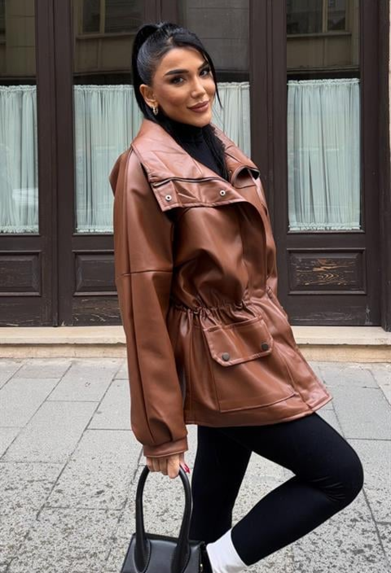 Brown Oversized Fit Casual Jacket - Brand: Sobe Istanbul - Women & Kids, Baby Clothes Wholesale - TheBS Women