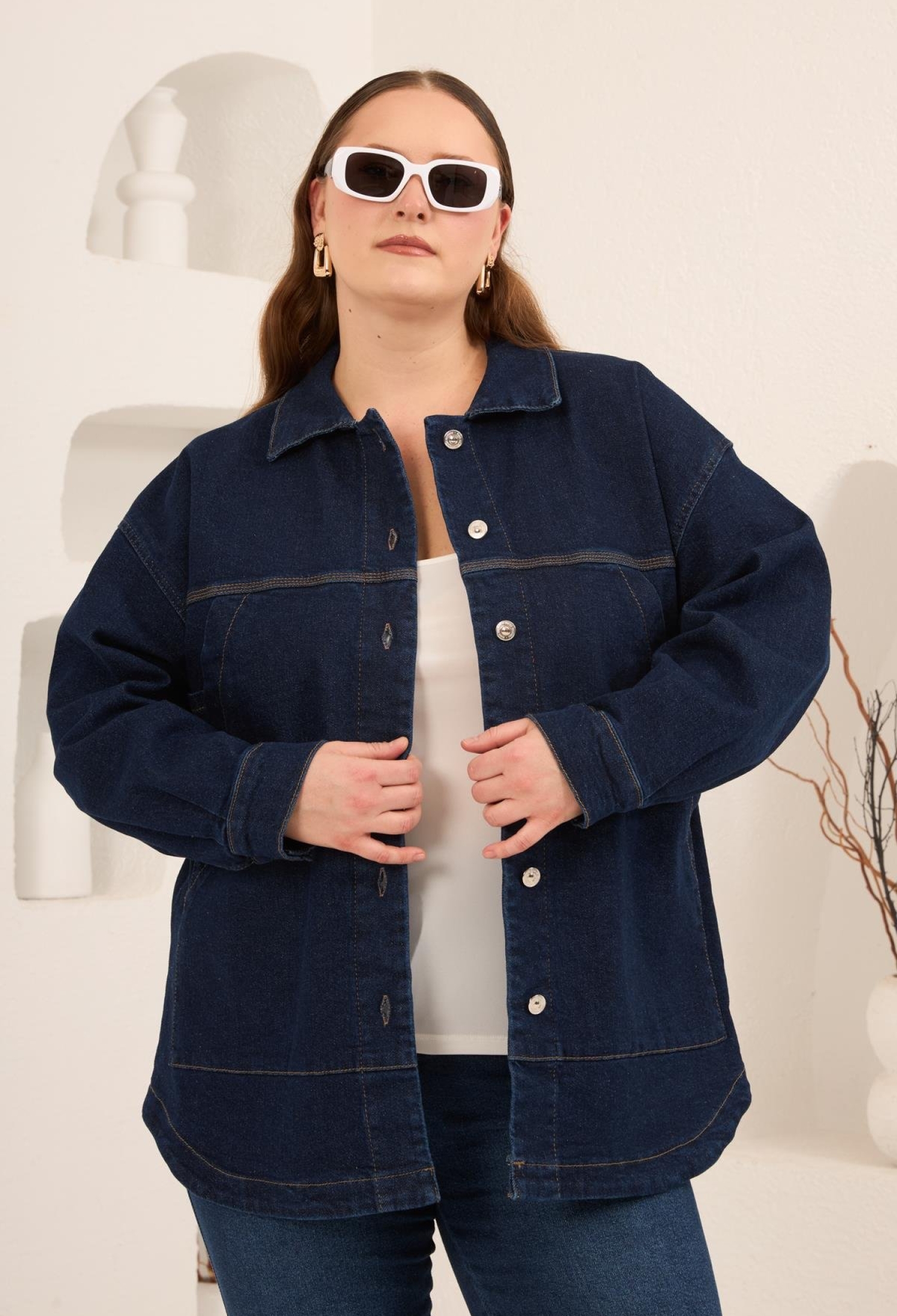 Blue Casual Overshirt Jacket With Point Collar - Brand: RMG - Women & Kids, Baby Clothes Wholesale - TheBS Women