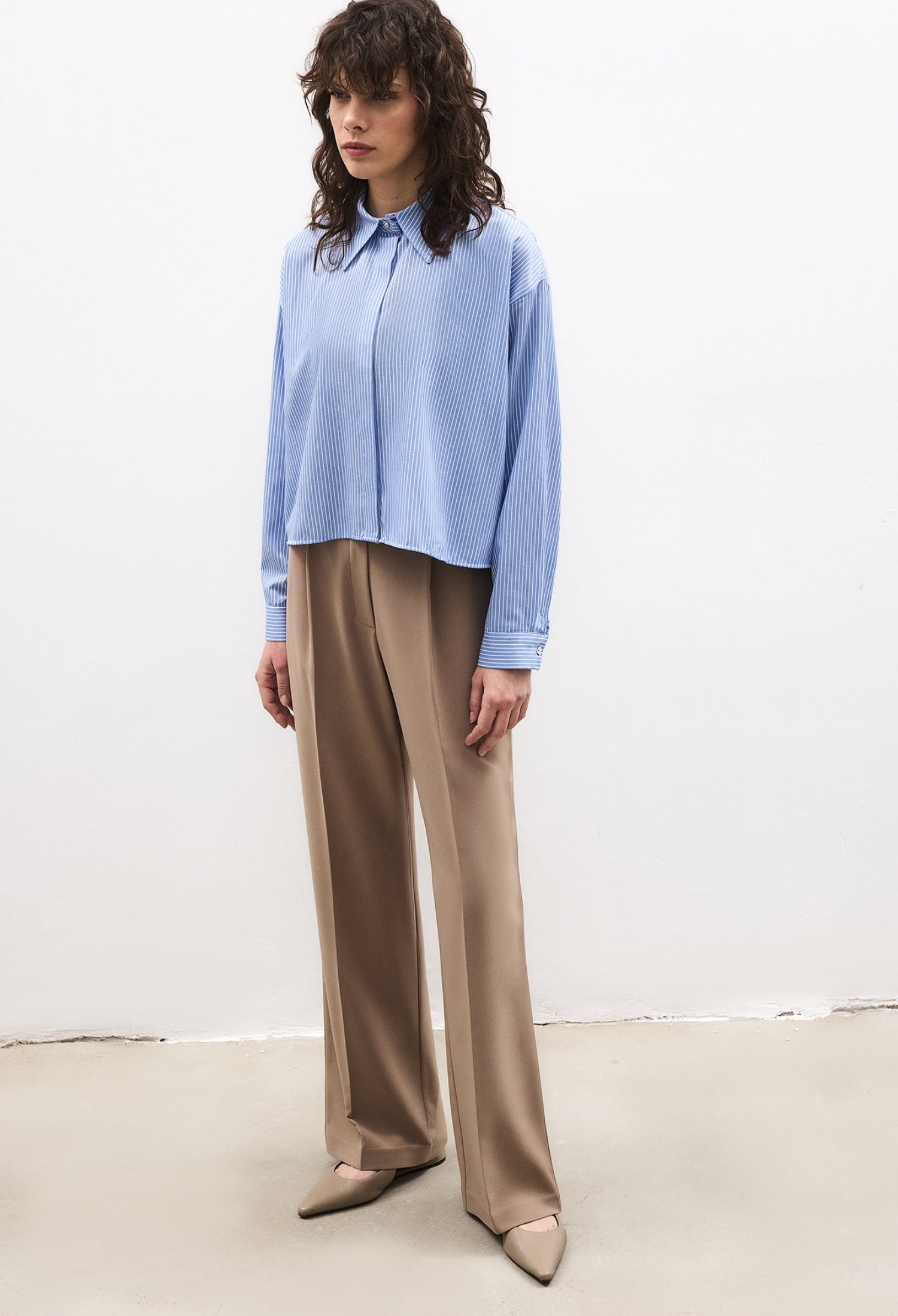 Oversized Fit Striped Polo Neck Shirt - Brand: Touche Prive - Women & Kids, Baby Clothes Wholesale - TheBS Women