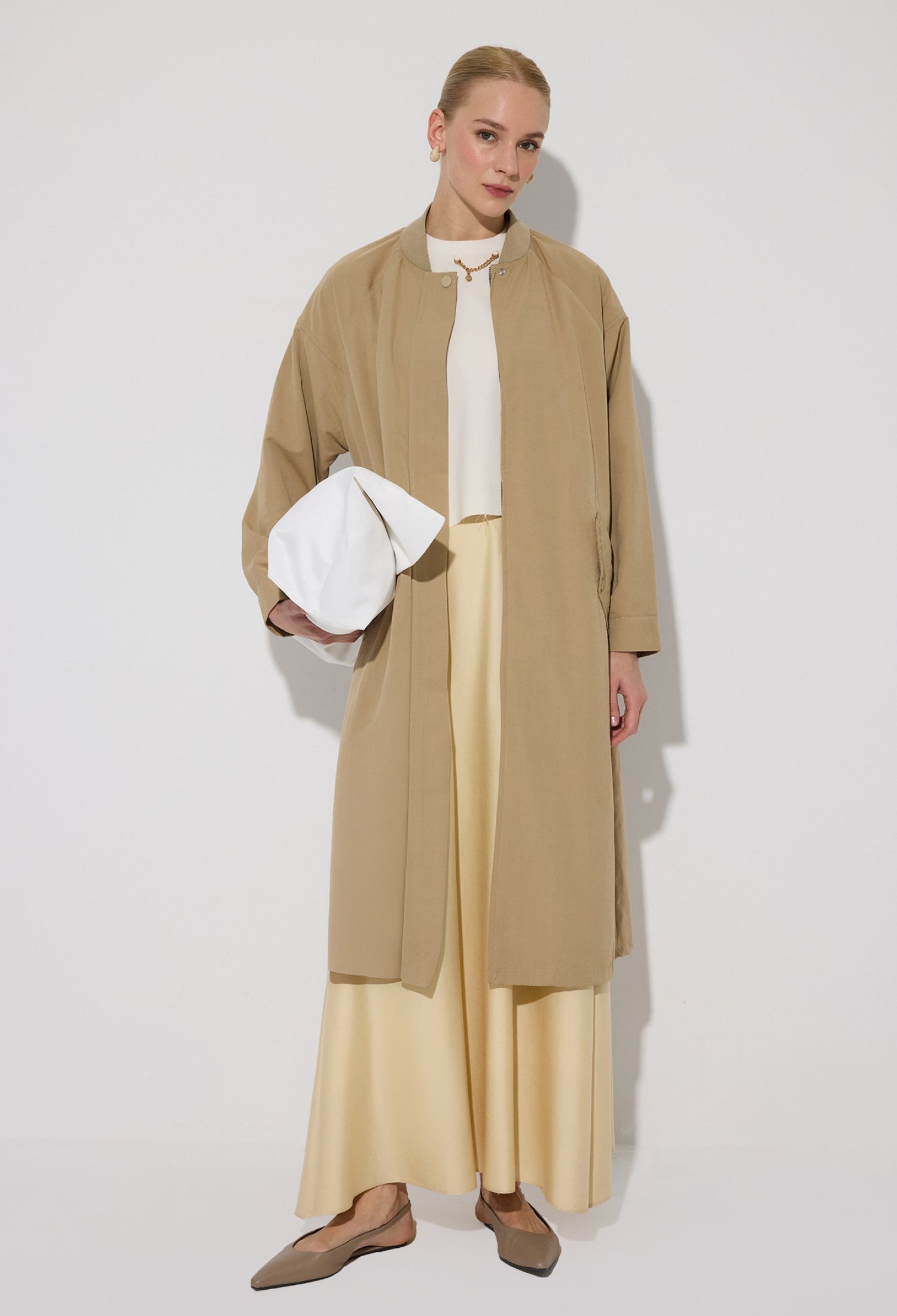 Beige Casual Modest Elegant Trenchcoat - Brand: Touche Prive - Women & Kids, Baby Clothes Wholesale - TheBS Women