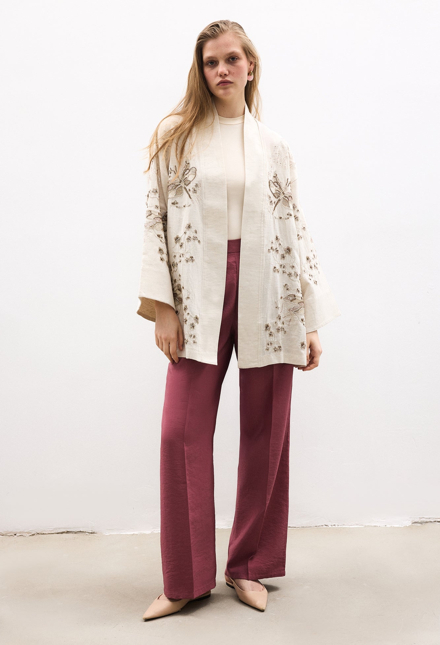 Beige Kimono Elegant Oversized Open Front - Brand: Touche Prive - Women & Kids, Baby Clothes Wholesale - TheBS Women