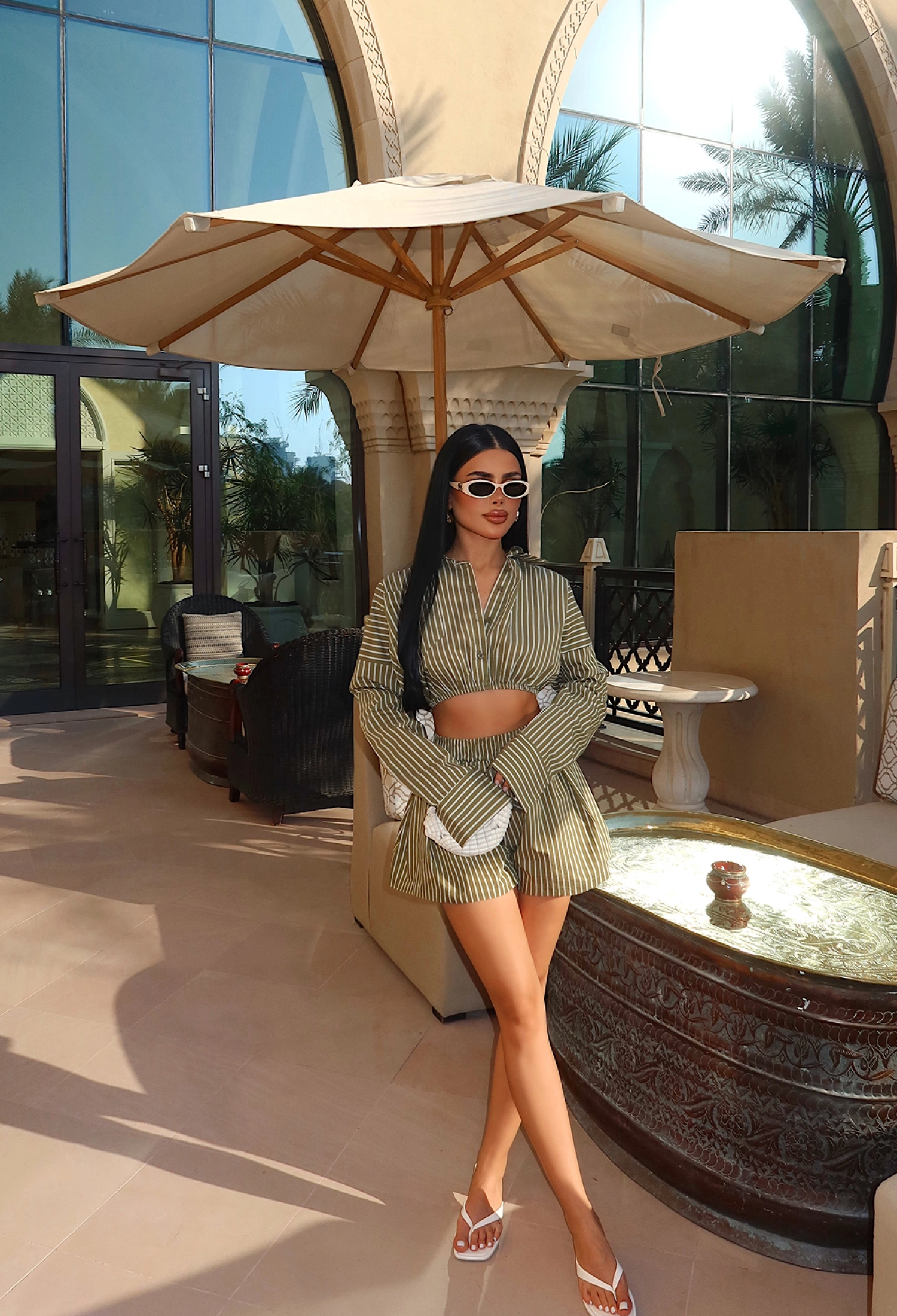 Khaki Striped Casual Streetwear Set - Brand: EYYO ATELIER - Women & Kids, Baby Clothes Wholesale - TheBS Women