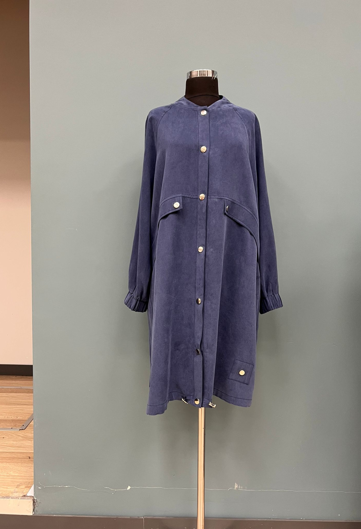 Navy Blue Single-Breasted Oversized Coat - Brand: Puane - Women & Kids, Baby Clothes Wholesale - TheBS Women