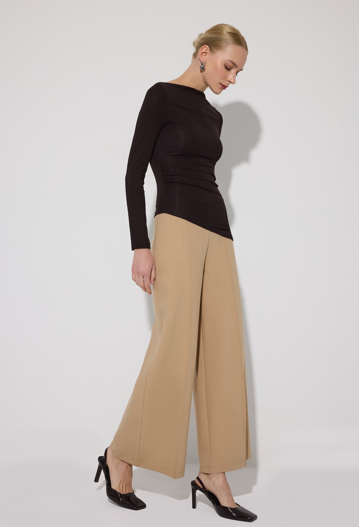 Beige Palazzo Pants With High Waist And Wide Leg - Brand: Touche Prive - Women & Kids, Baby Clothes Wholesale - TheBS Women