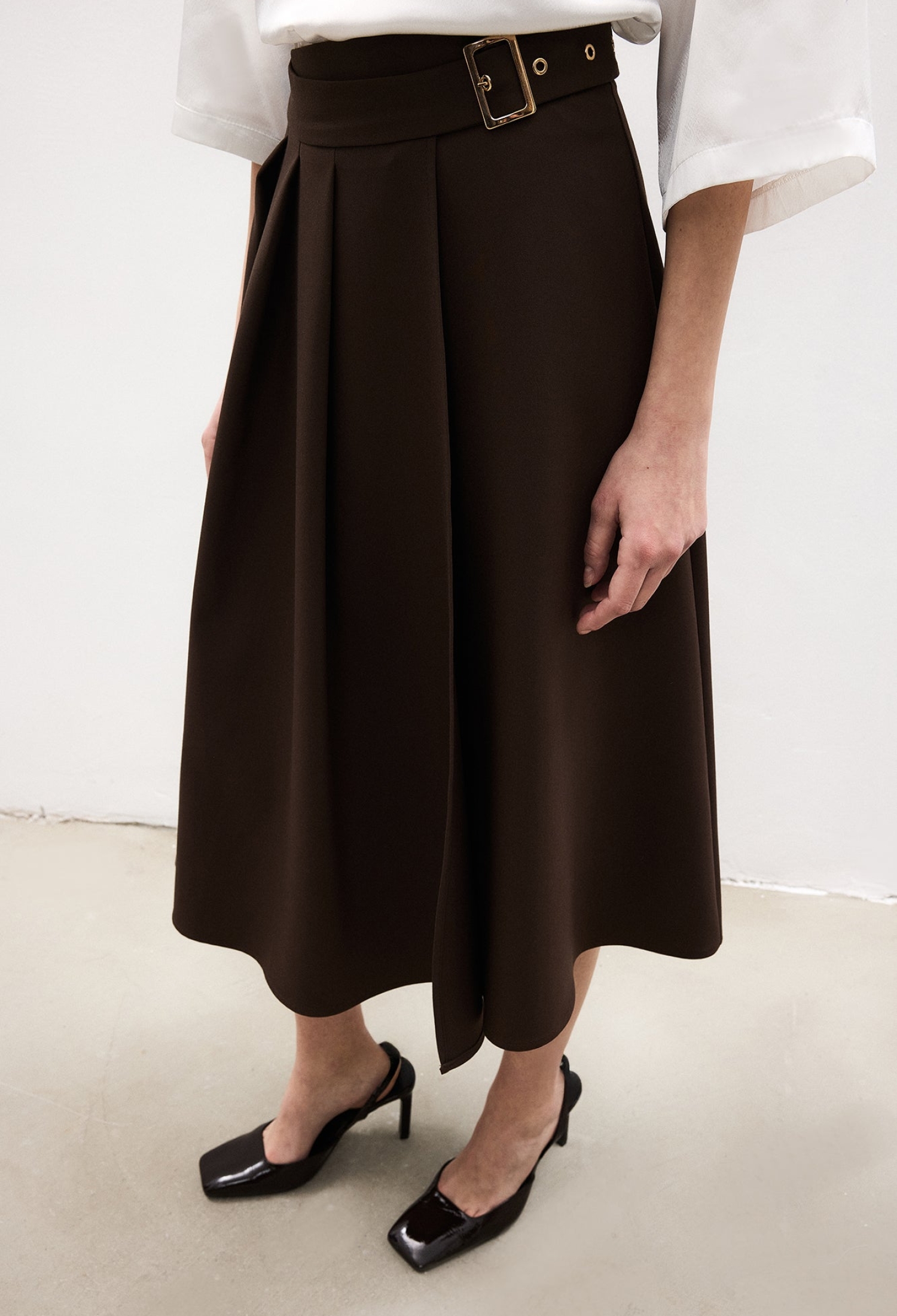 Elegant A-Line Midi Skirt With Buckle Closure - Brand: Touche Prive - Women & Kids, Baby Clothes Wholesale - TheBS Women