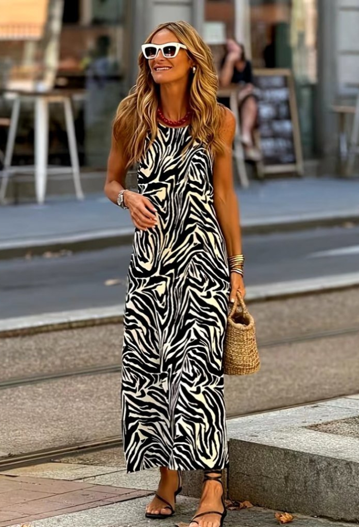 Black Boho Casual Animal Print Maxi Slip Dress - Brand: Janes - Women & Kids, Baby Clothes Wholesale - TheBS Women