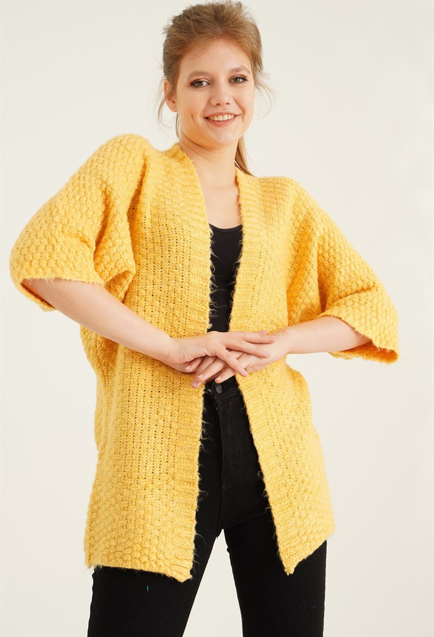 Yellow Casual Boho Oversized Fit V-Neck Tunic - Brand: Lustrin - Women & Kids, Baby Clothes Wholesale - TheBS Women