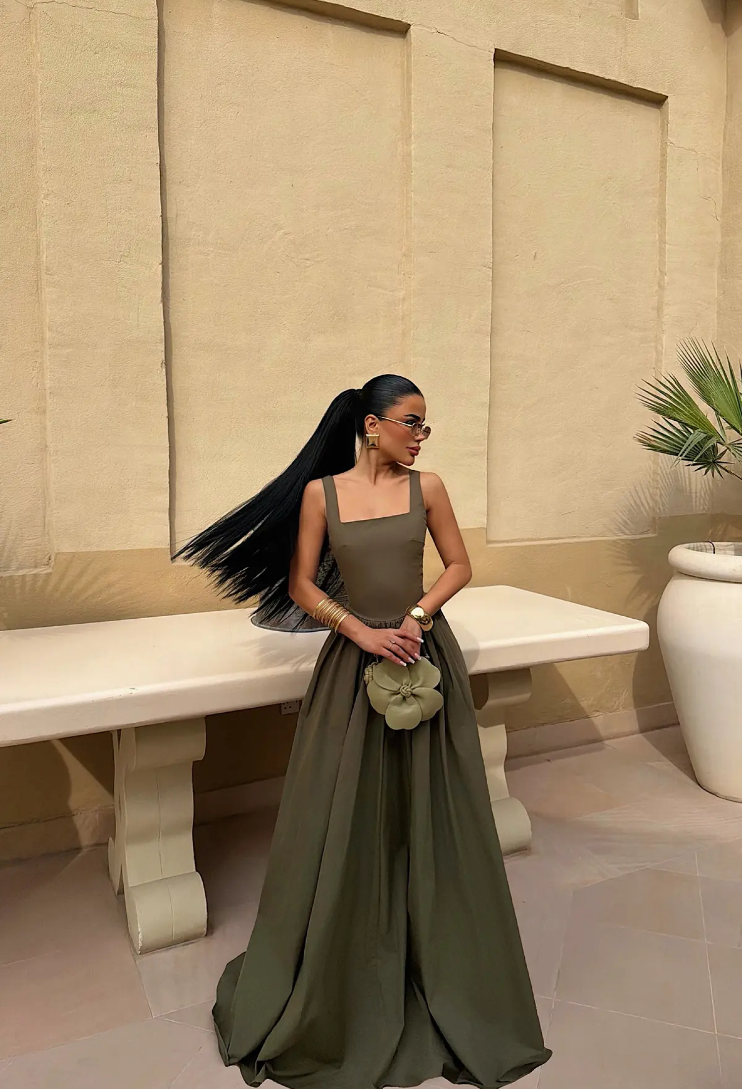 ElegantA-Line Dress With Square Neck - Brand: EYYO ATELIER - Women & Kids, Baby Clothes Wholesale - TheBS Women