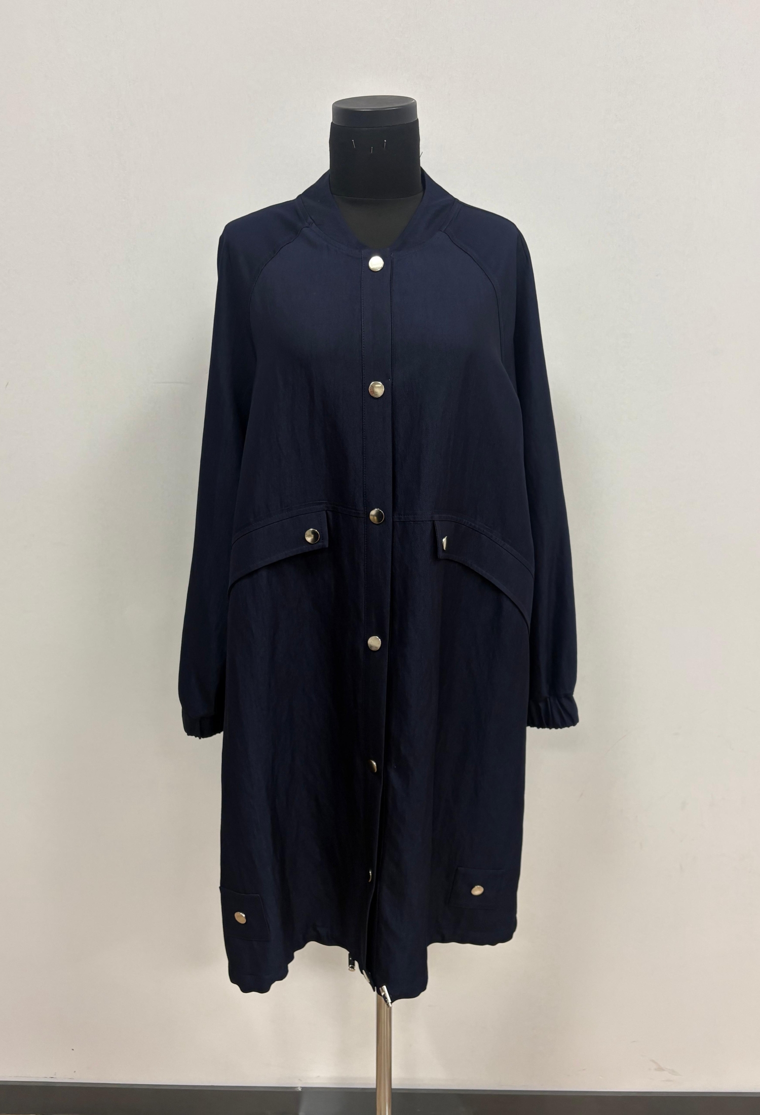 NavySingle-Breasted Long Coat With Band Collar - Brand: Puane - Women & Kids, Baby Clothes Wholesale - TheBS Women