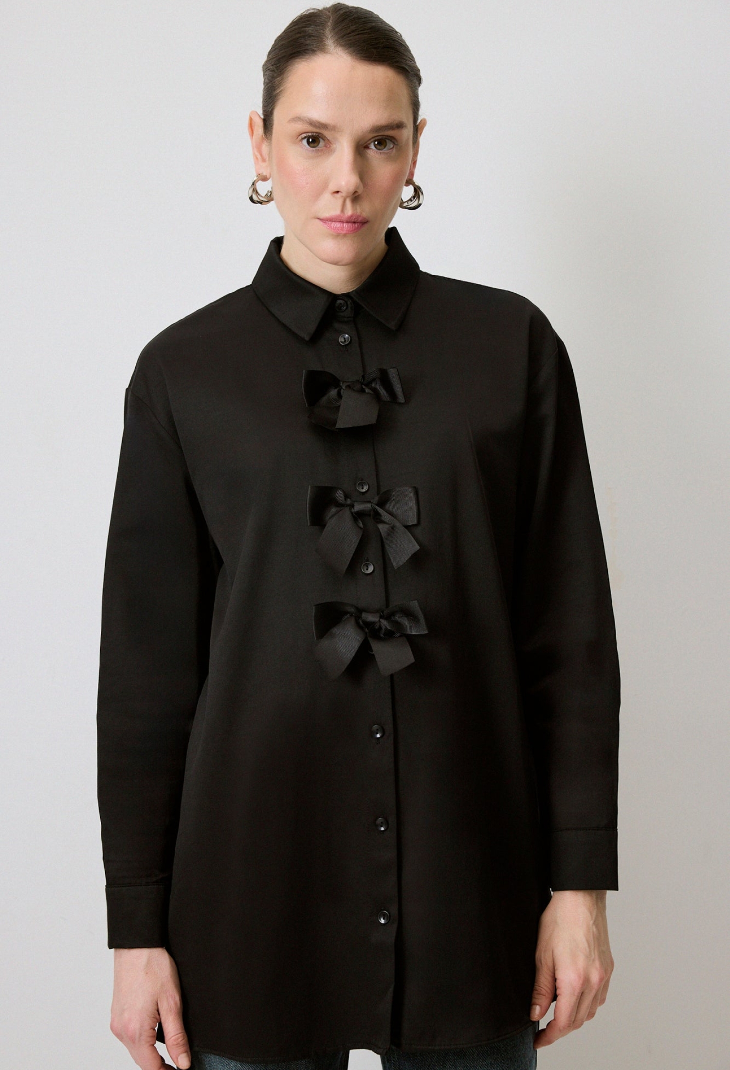 Black Oversized Fit Polo Neck Shirt - Brand: Touche Prive - Women & Kids, Baby Clothes Wholesale - TheBS Women