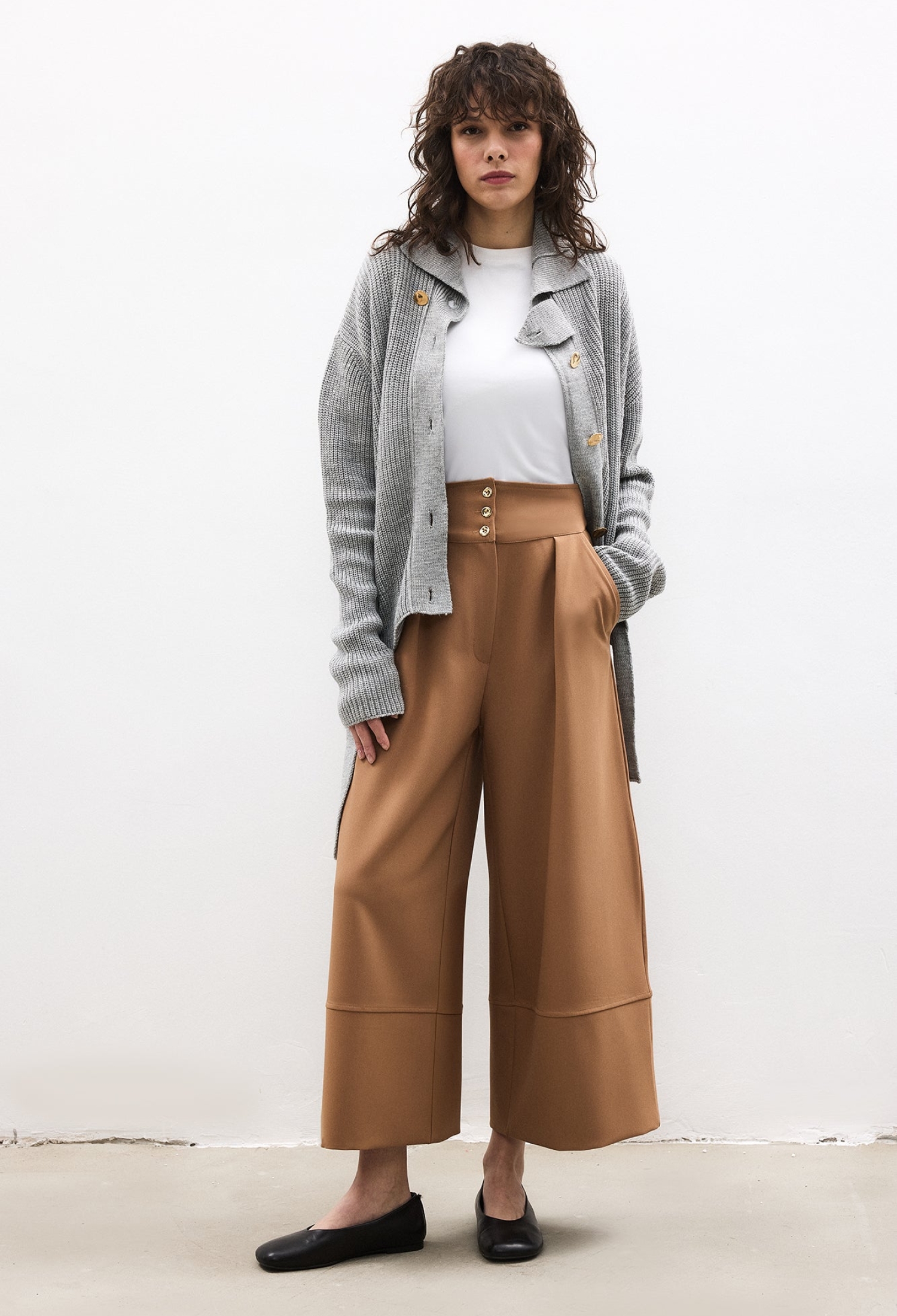 Brown Palazzo Pants With High Waist And Wide Leg - Brand: Touche Prive - Women & Kids, Baby Clothes Wholesale - TheBS Women