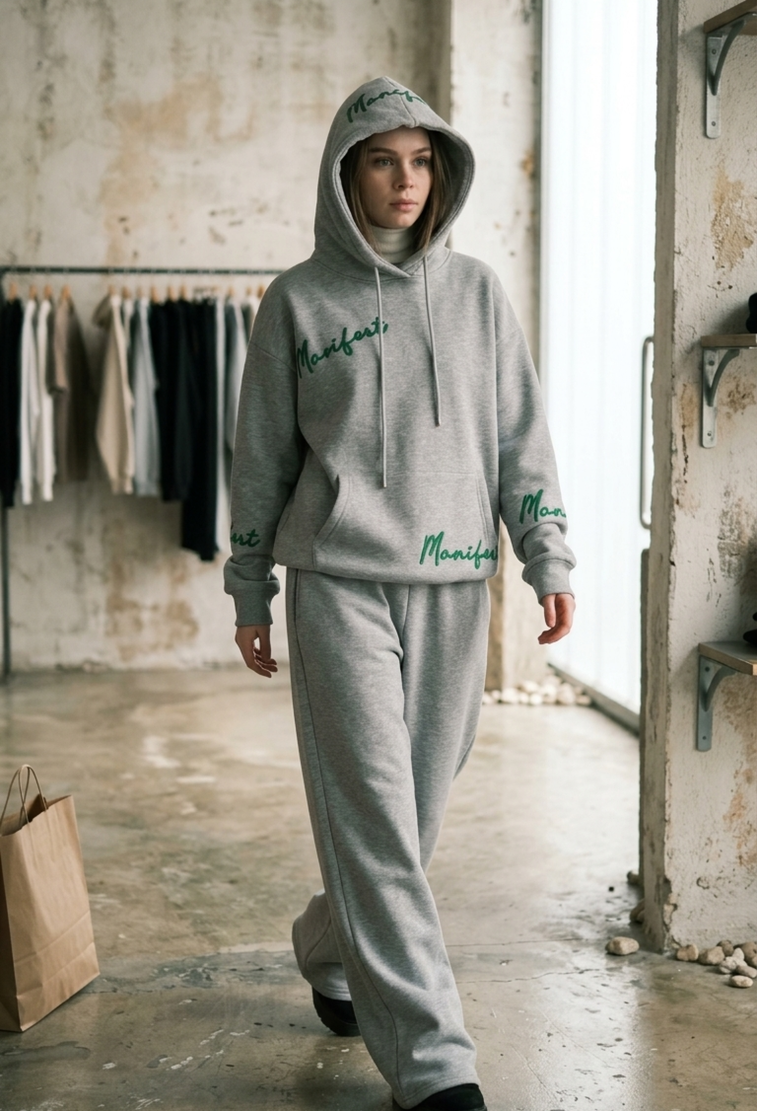 Oversized Fit Tracksuit With Kangaroo Pocket
