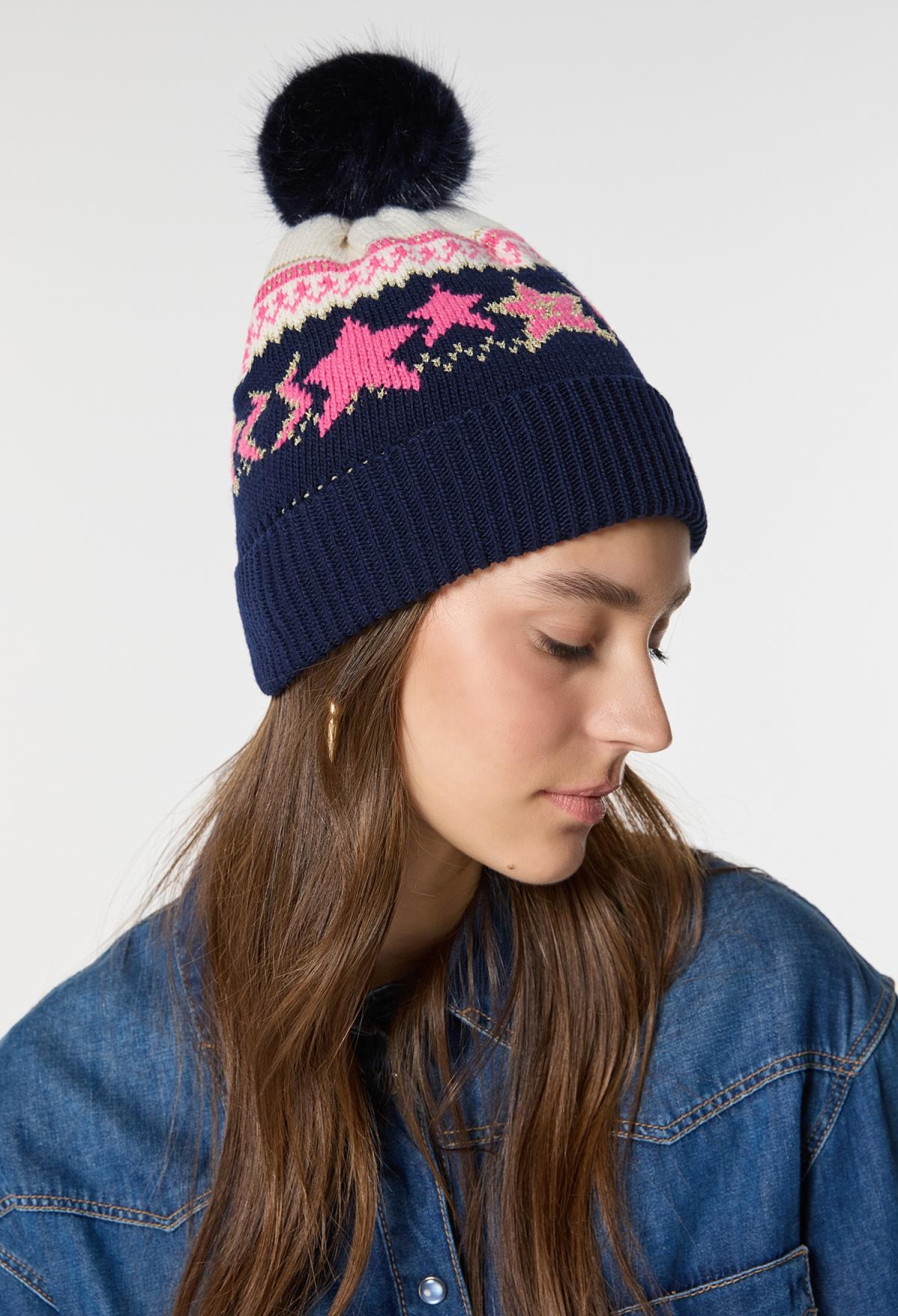 Knitted Knitted Beret With Fleece Inside - Navy Blue - Brand: Axesoire - Women & Kids, Baby Clothes Wholesale - TheBS Women