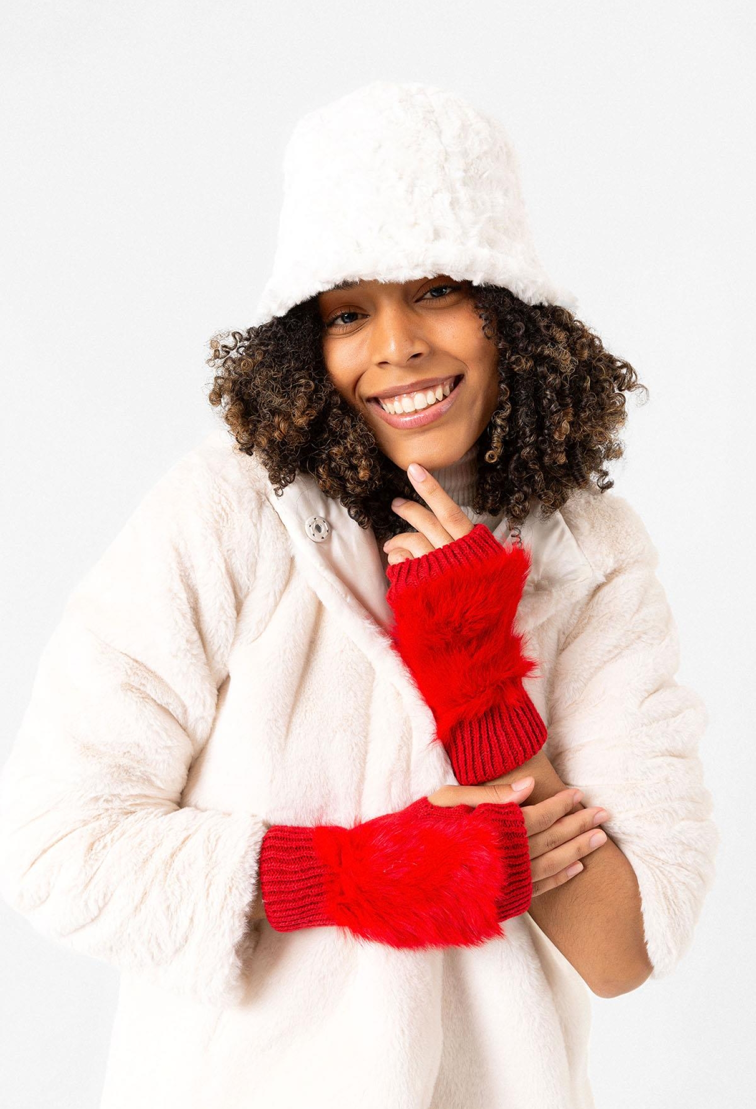 Furry Wool Cut-Out Gloves Yl - Brand: Axesoire - Women & Kids, Baby Clothes Wholesale - TheBS Women