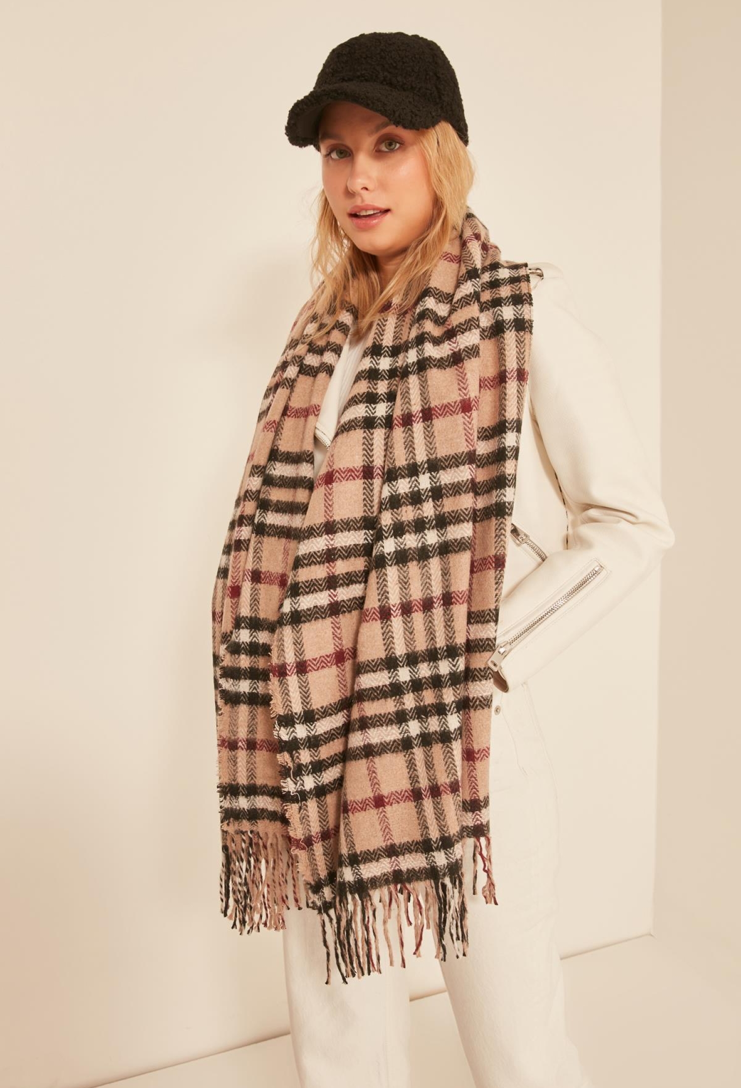 Soft Textured Tassels -burgundy Thick Shoulder Shawl Scarf - Brand: Axesoire - Women & Kids, Baby Clothes Wholesale - TheBS Women